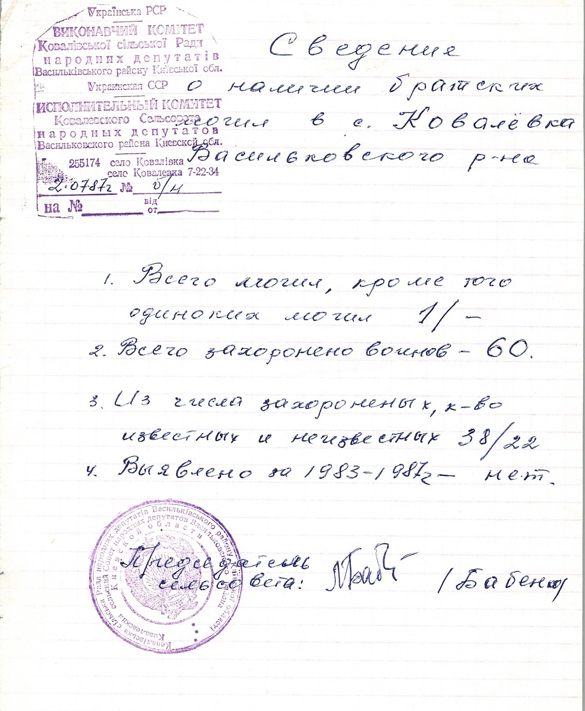 Братская могила в с. Ковалевка Васильковского района
