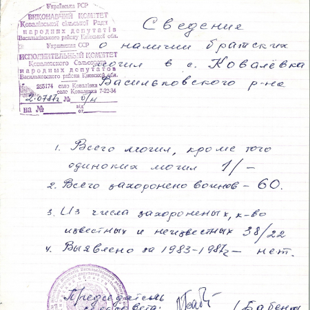 Братская могила в с. Ковалевка Васильковского района