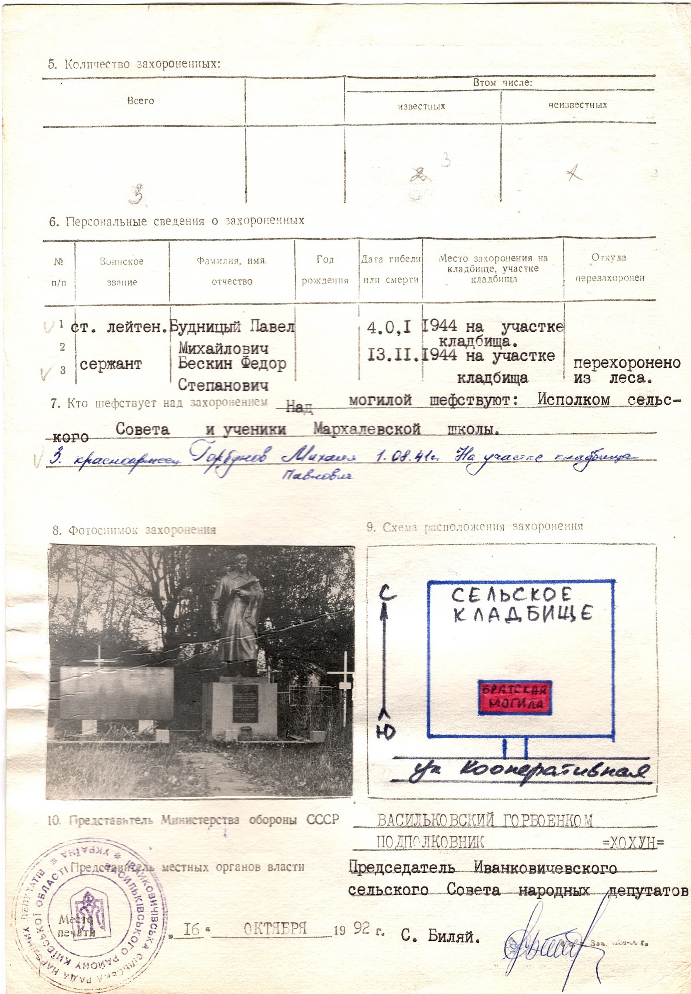 Братская могила в с. Мархалевка Васильковского района