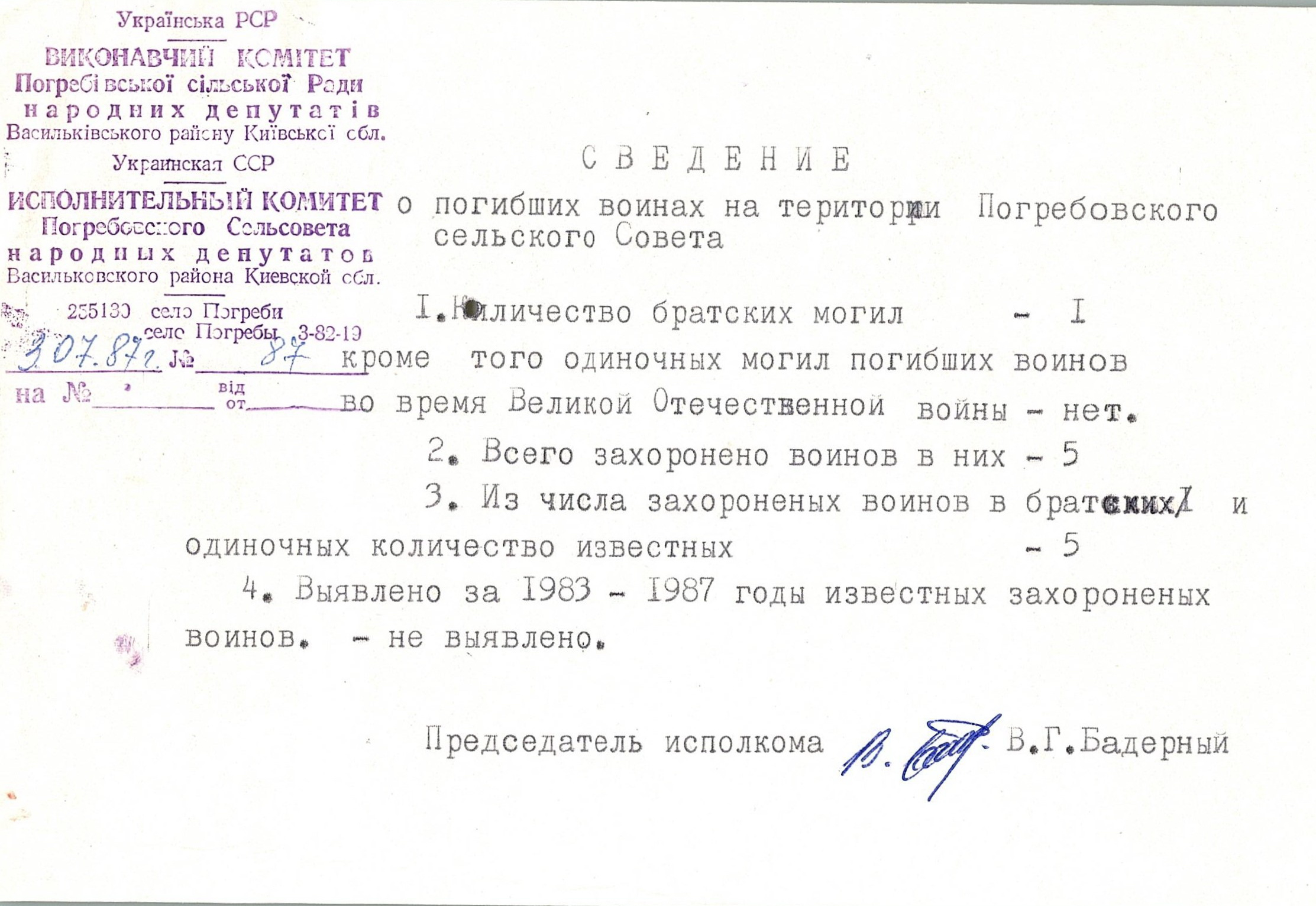 Братская могила в с. Погребы Васильковского района 