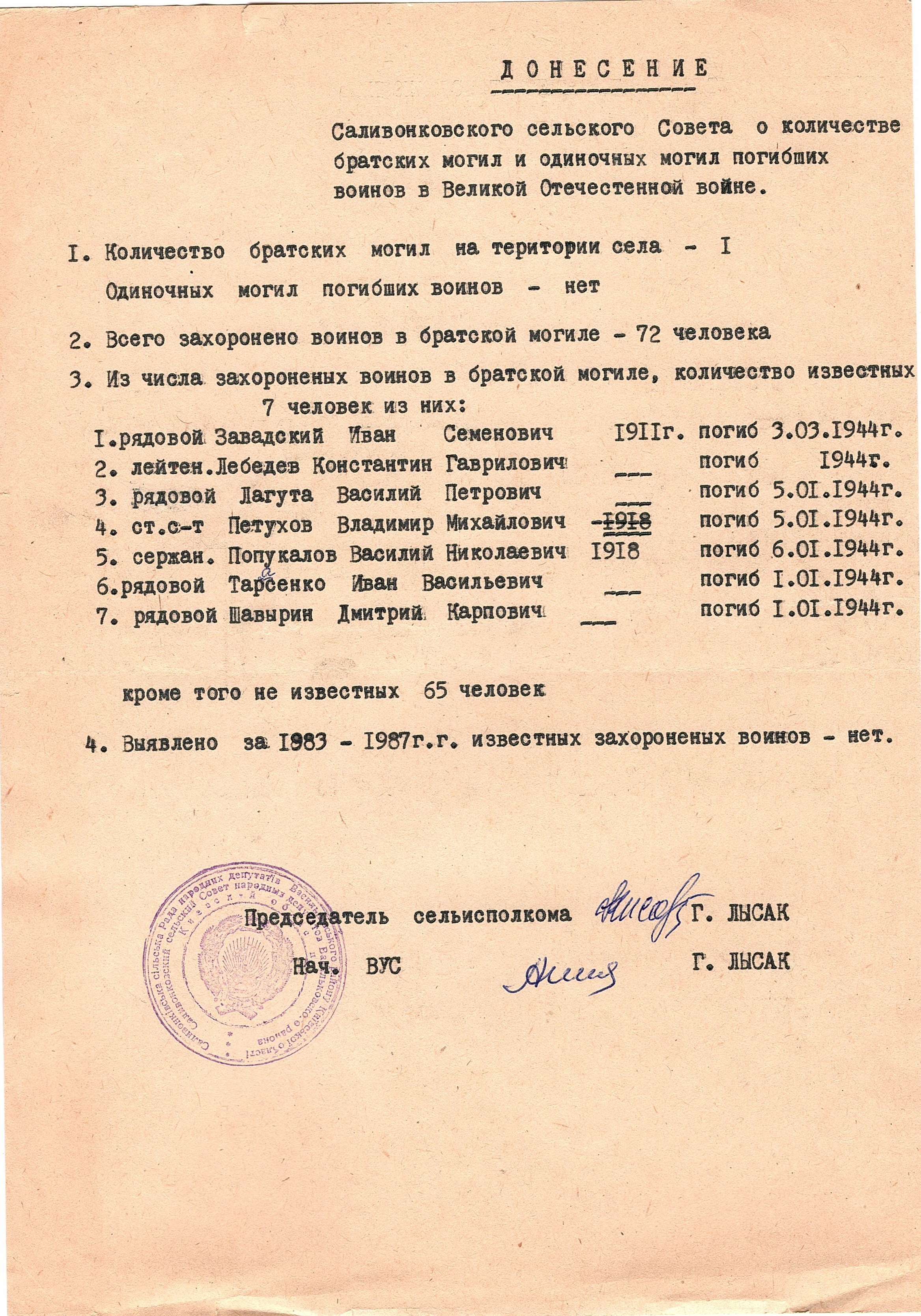 Братская могила в с. Саливонки Васильковского района