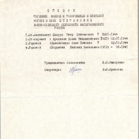 Братская могила в с. Степановка-Новоселица Васильковского района
