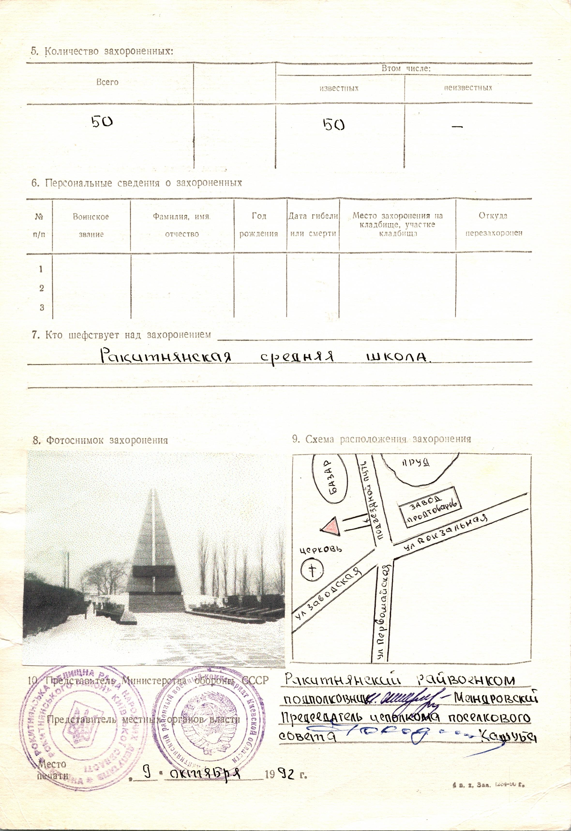 Братская могила в пгт Ракитное Ракитнянского района