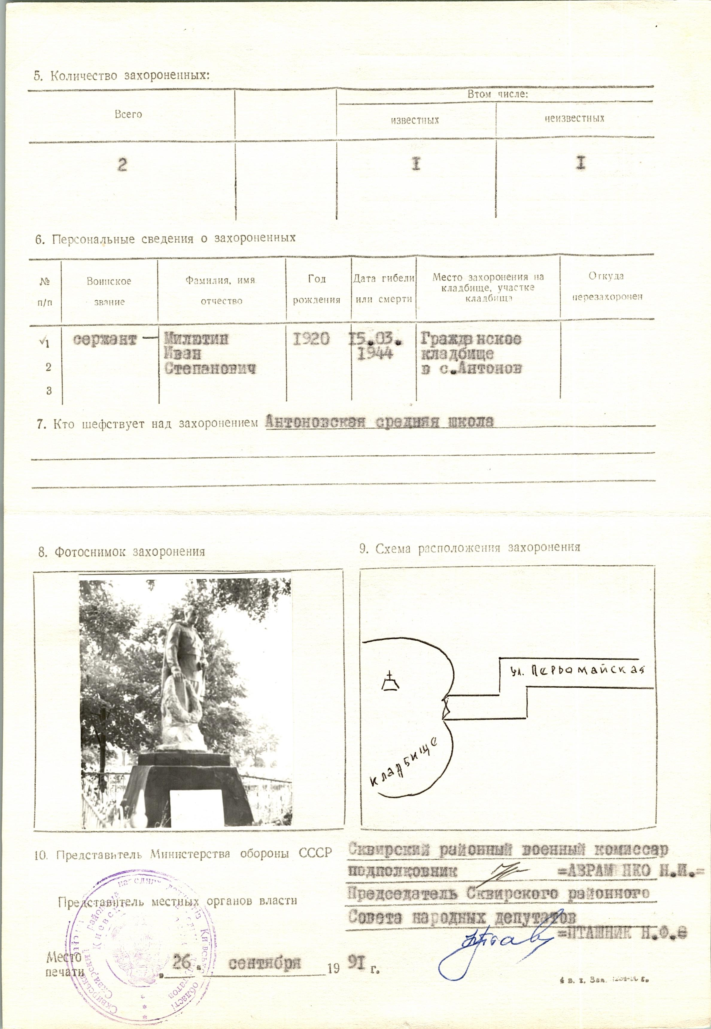 Братская могила в с. Антонов Сквирского района
