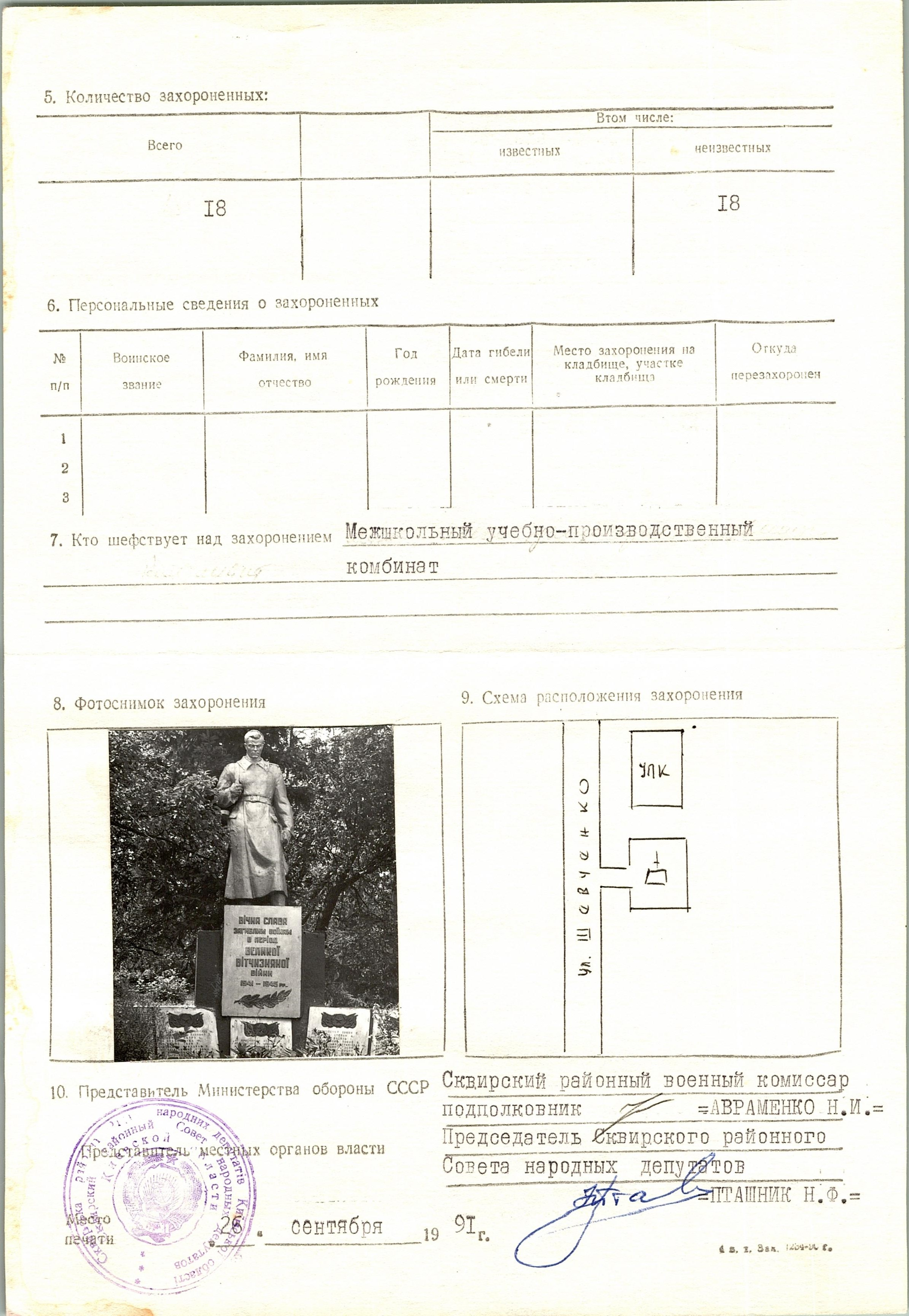 Братская могила в с. Беспечное Сквирского района 