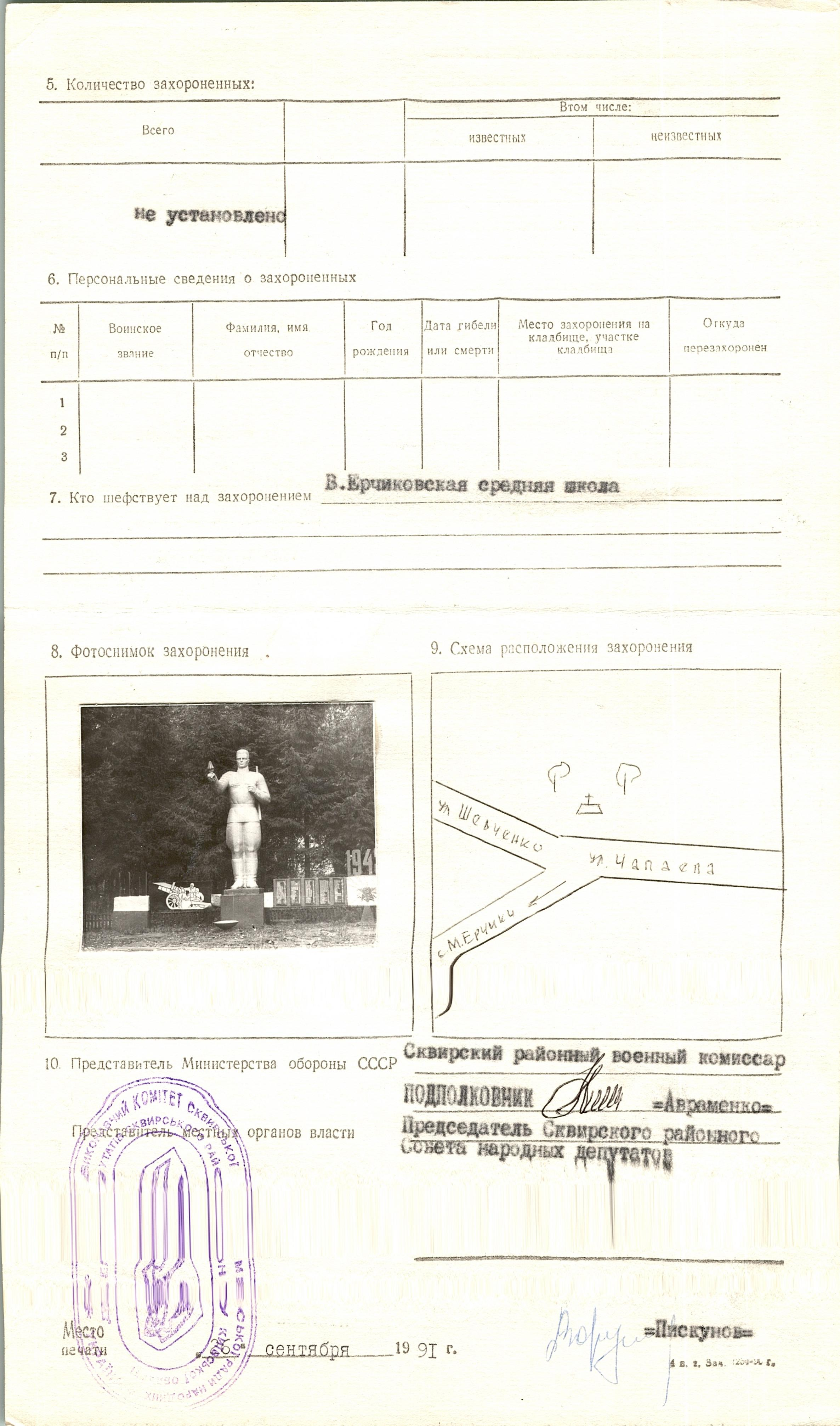 Братская могила в с. Великие Ерчики Сквирского района
