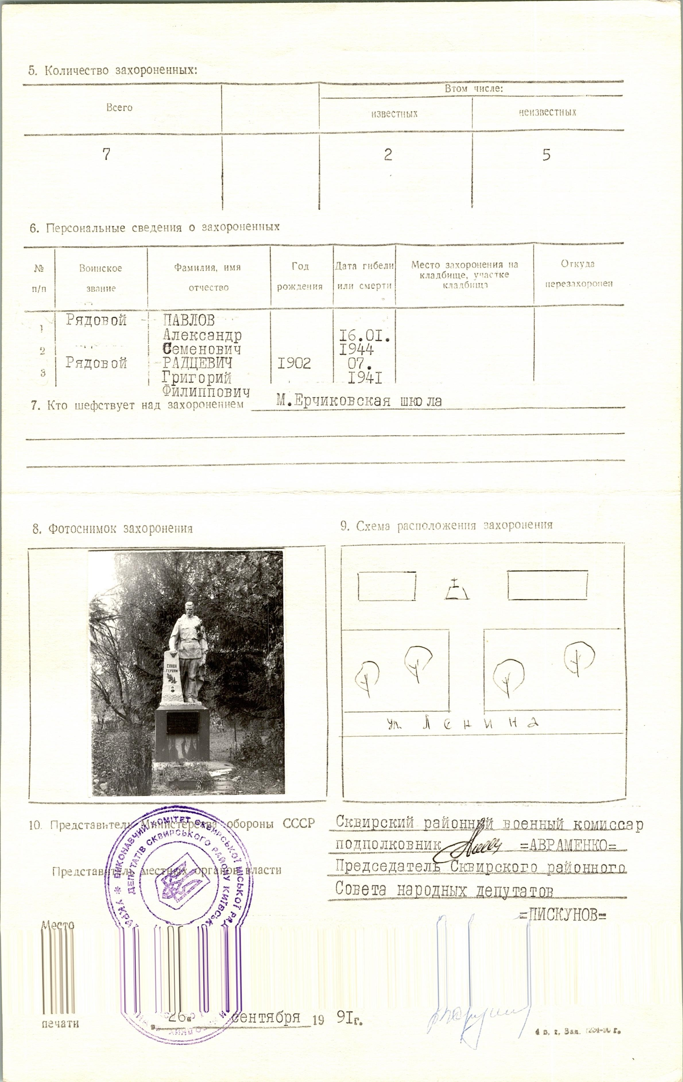 Братская могила в с. Малые Ерчики Сквирского района