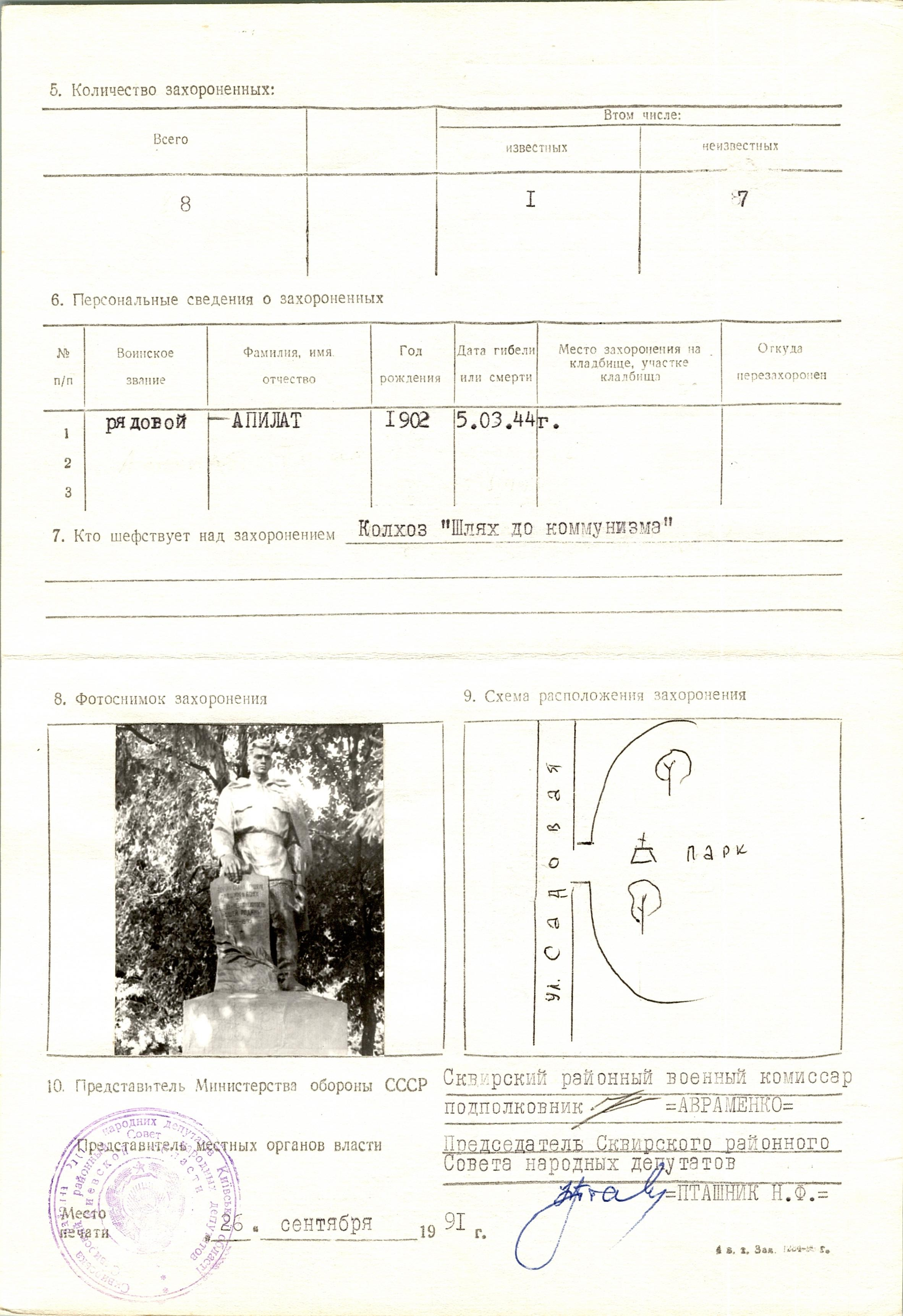 Братская могила в с. Молчановка Сквирского района