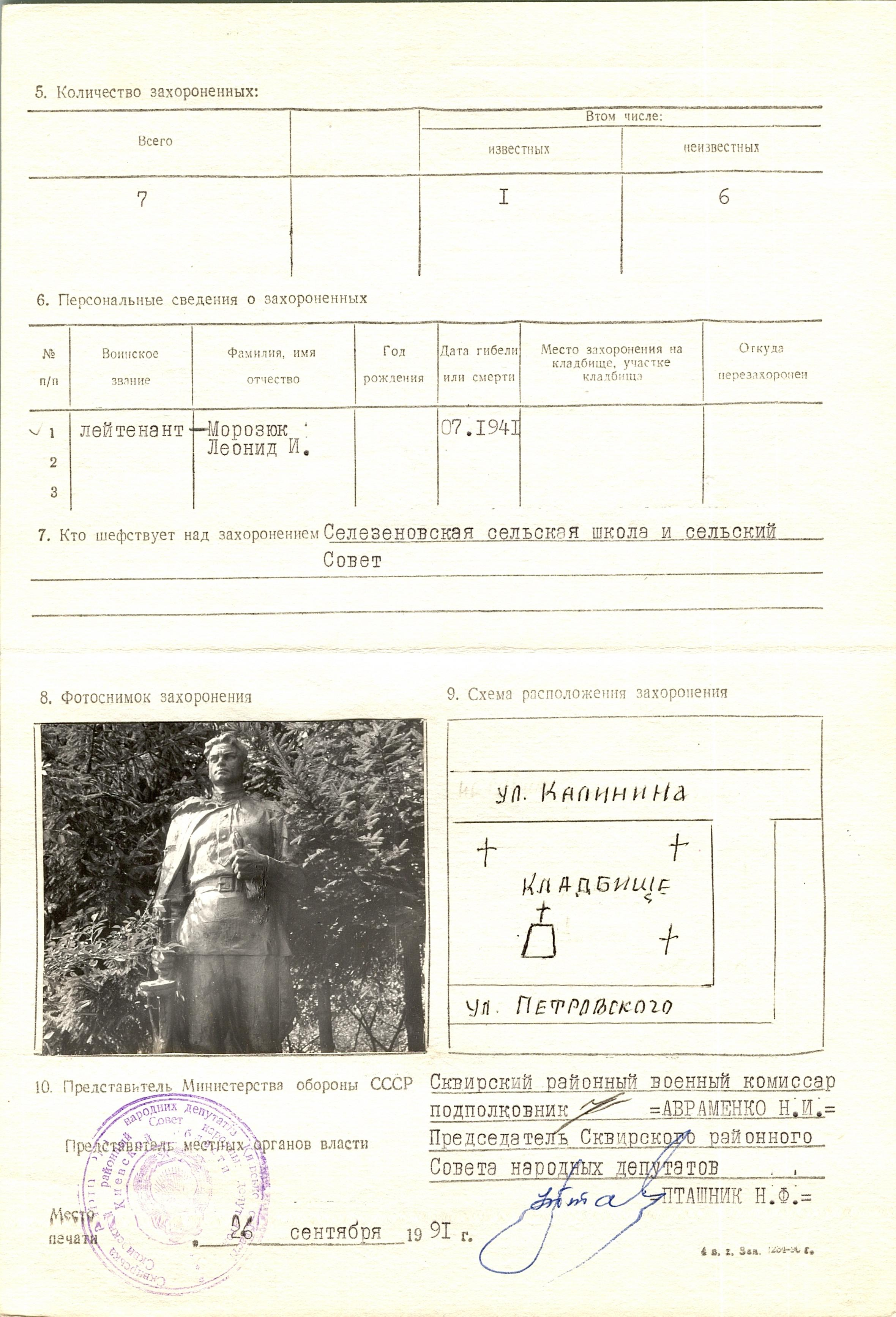 Братская могила в с. Селезеновка Сквирского района