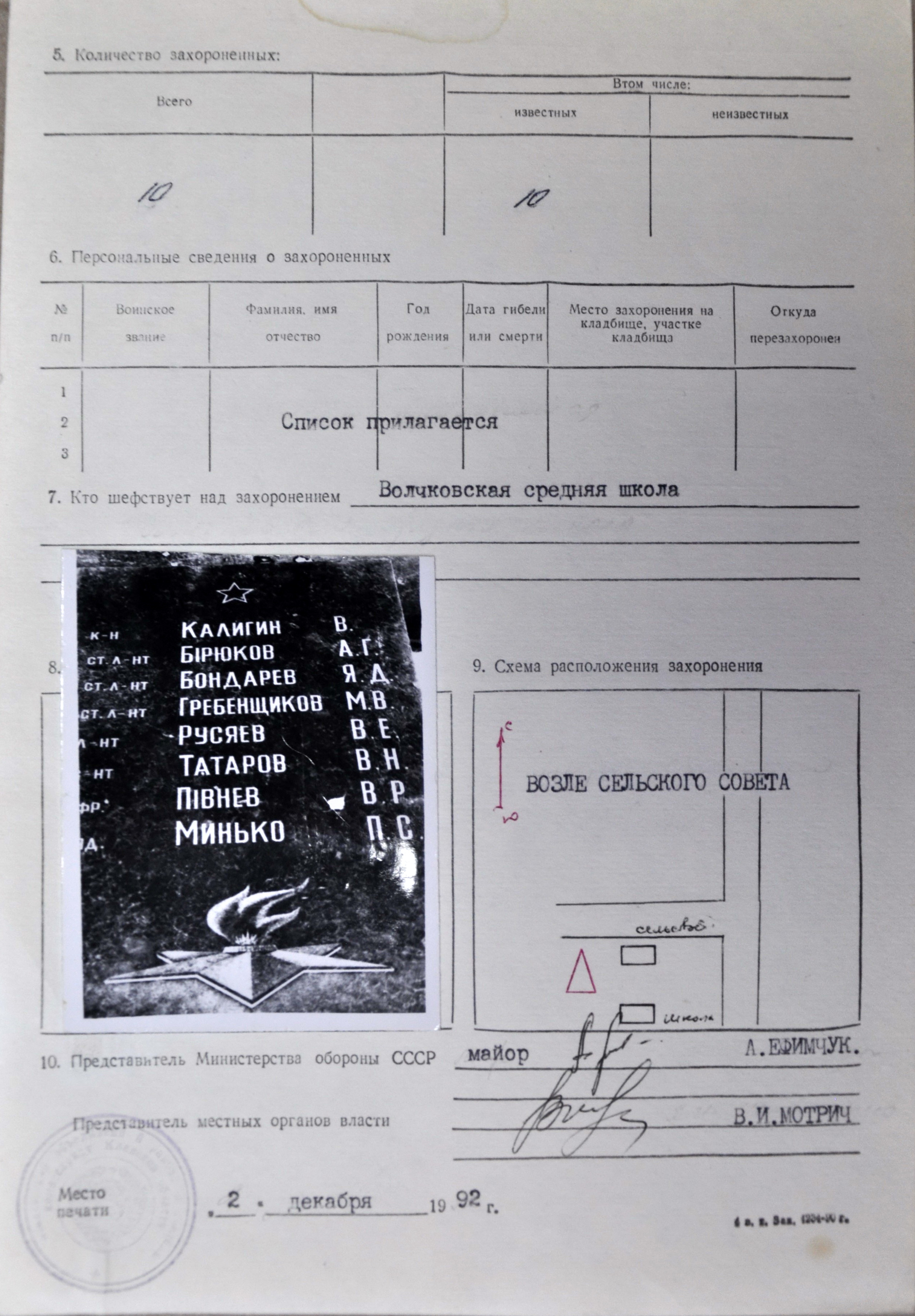 Братская могила в с. Волчков Полесского района 