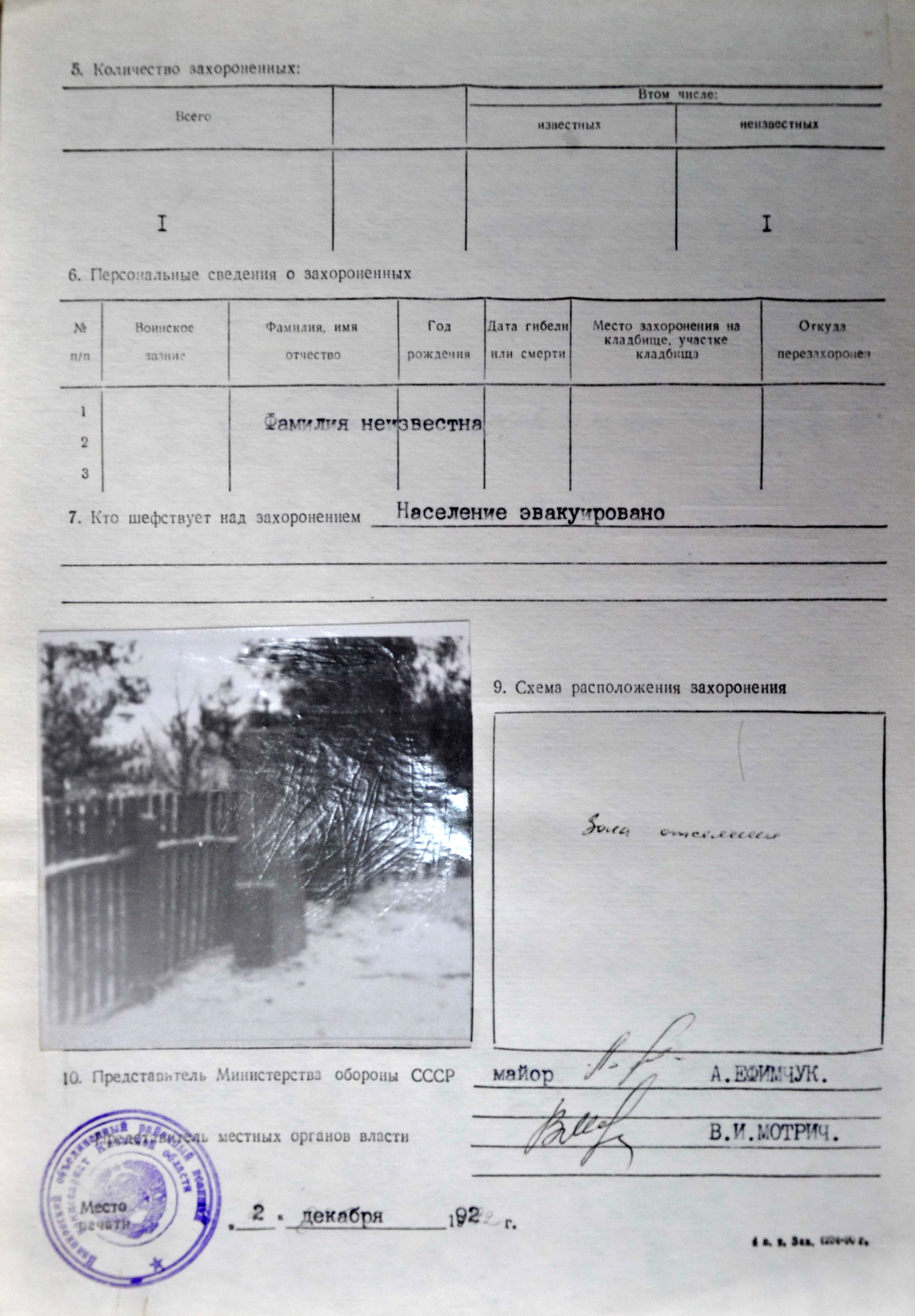 Одиночная могила неизвестного солдата в с. Ковшиловка Полесского района 