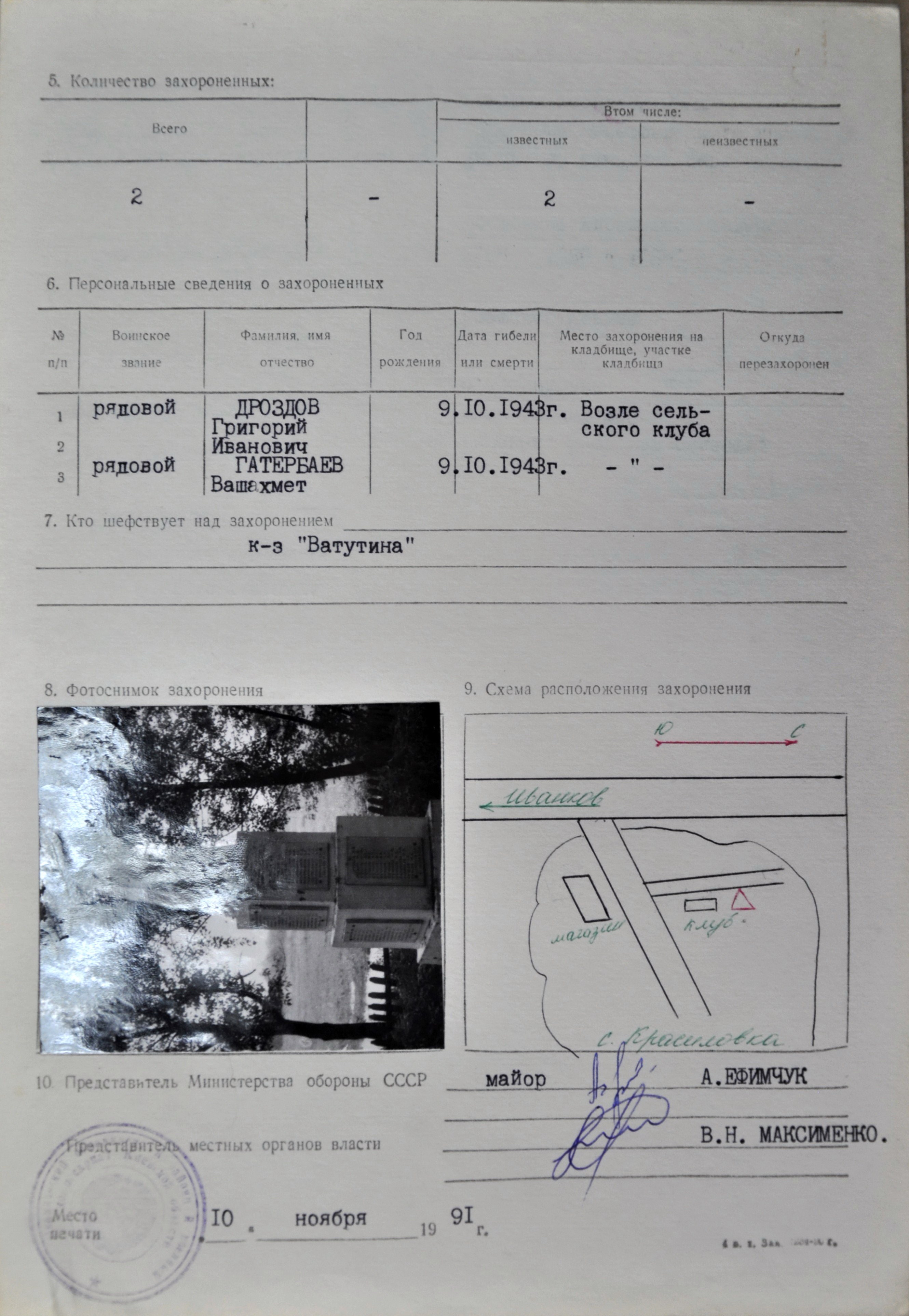 Братская могила возле клуба в с. Красиловка Иванковского района 