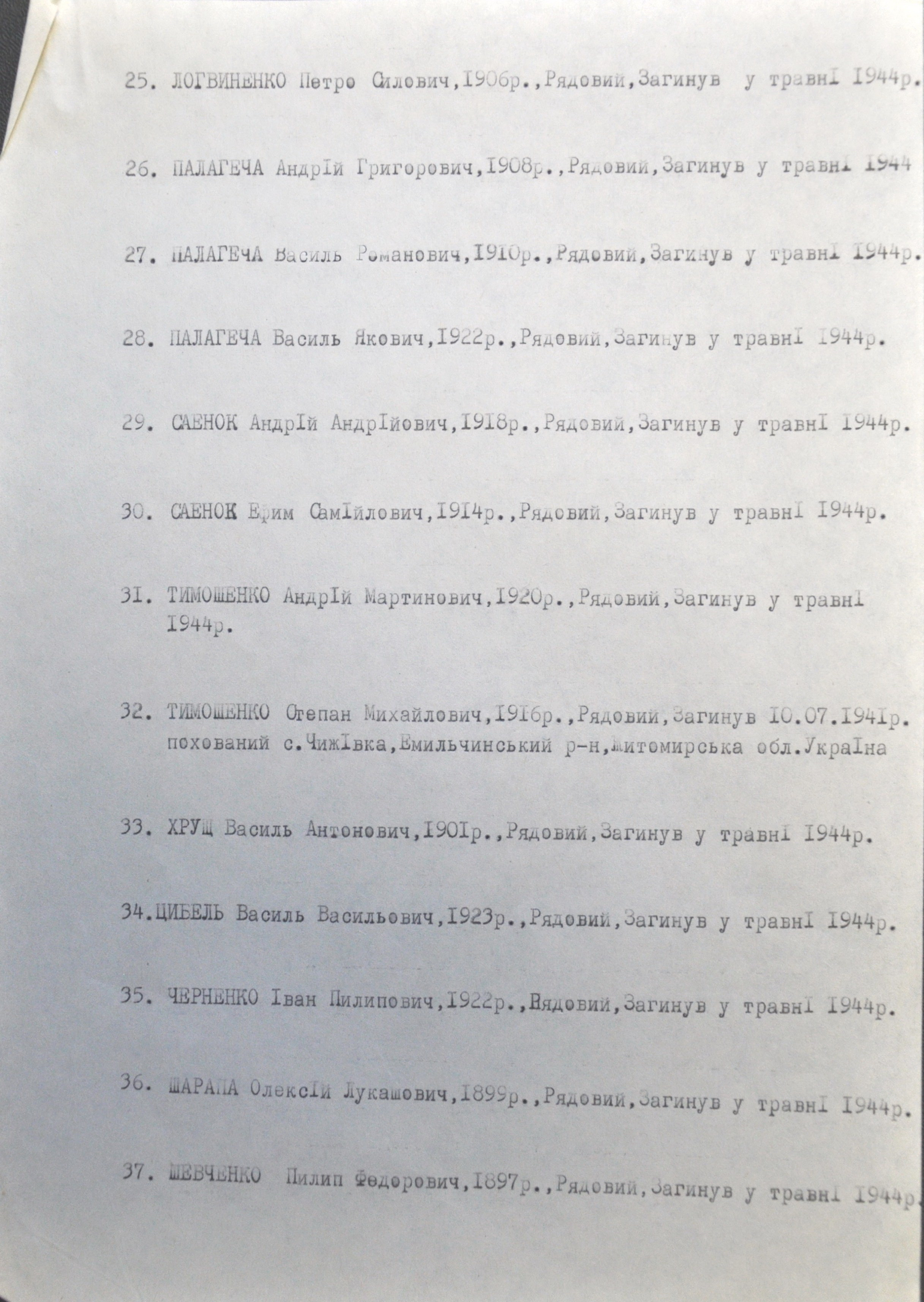 Список погибших в с. Залесье