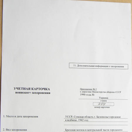 Братская могила на городском кладбище в г. Белополье 