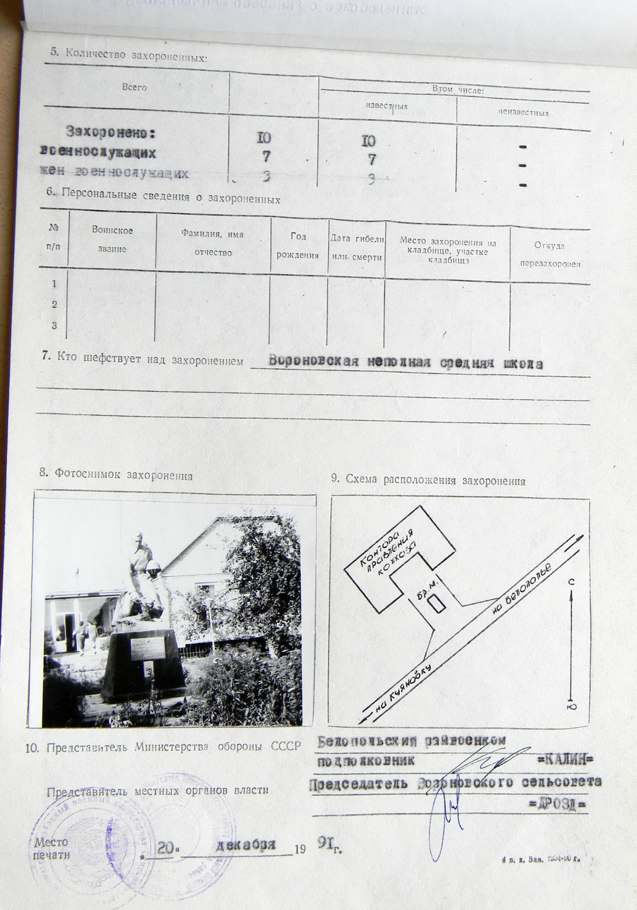 Одиночная могила в с. Вороновка