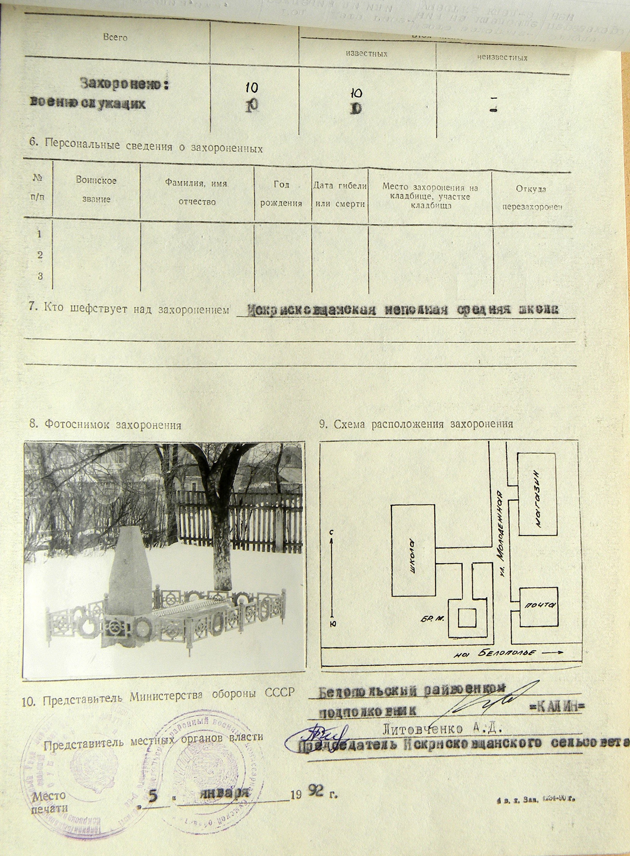 Братская могила в с. Искрисконщина