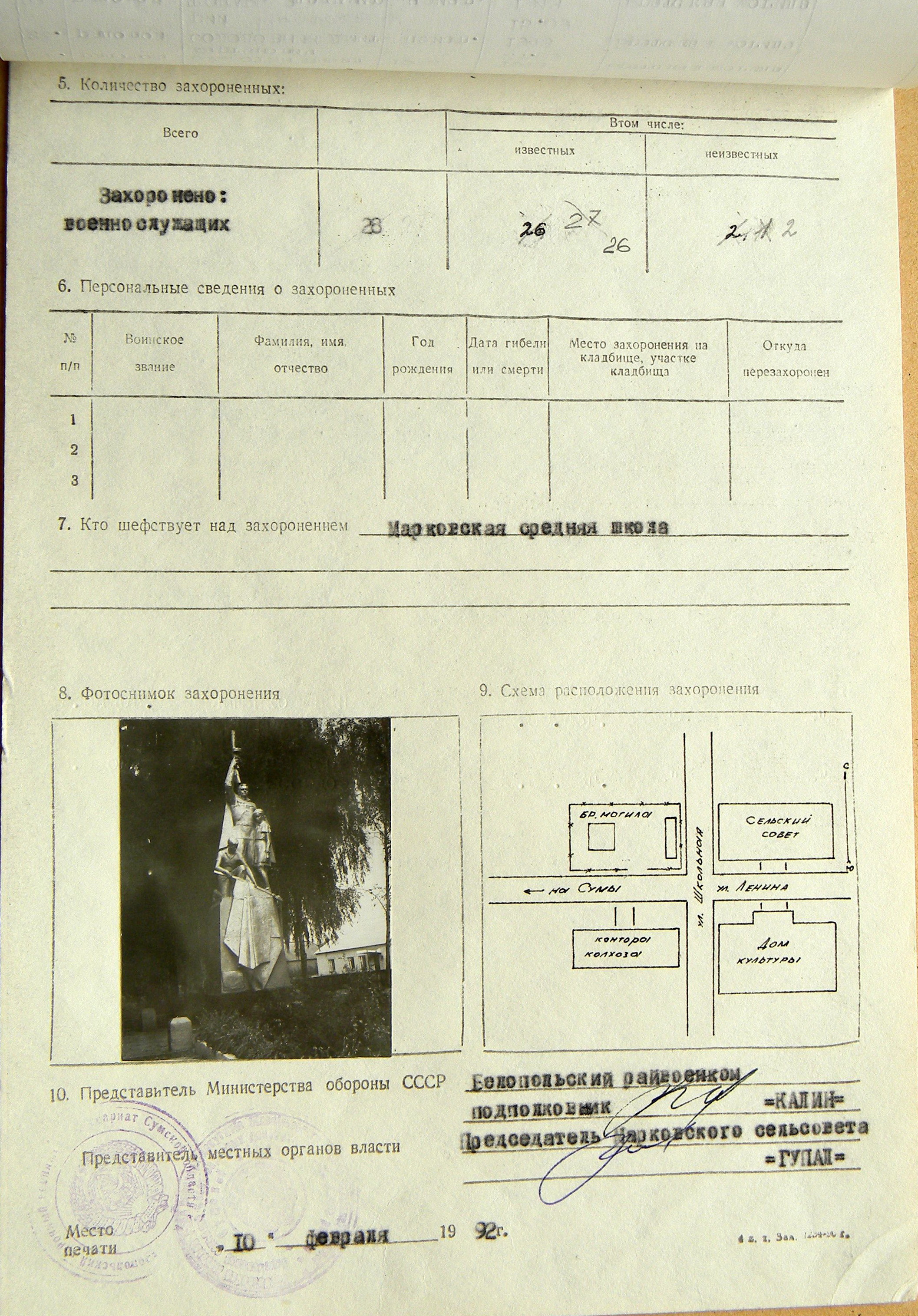 Братская могила в с. Марковка 