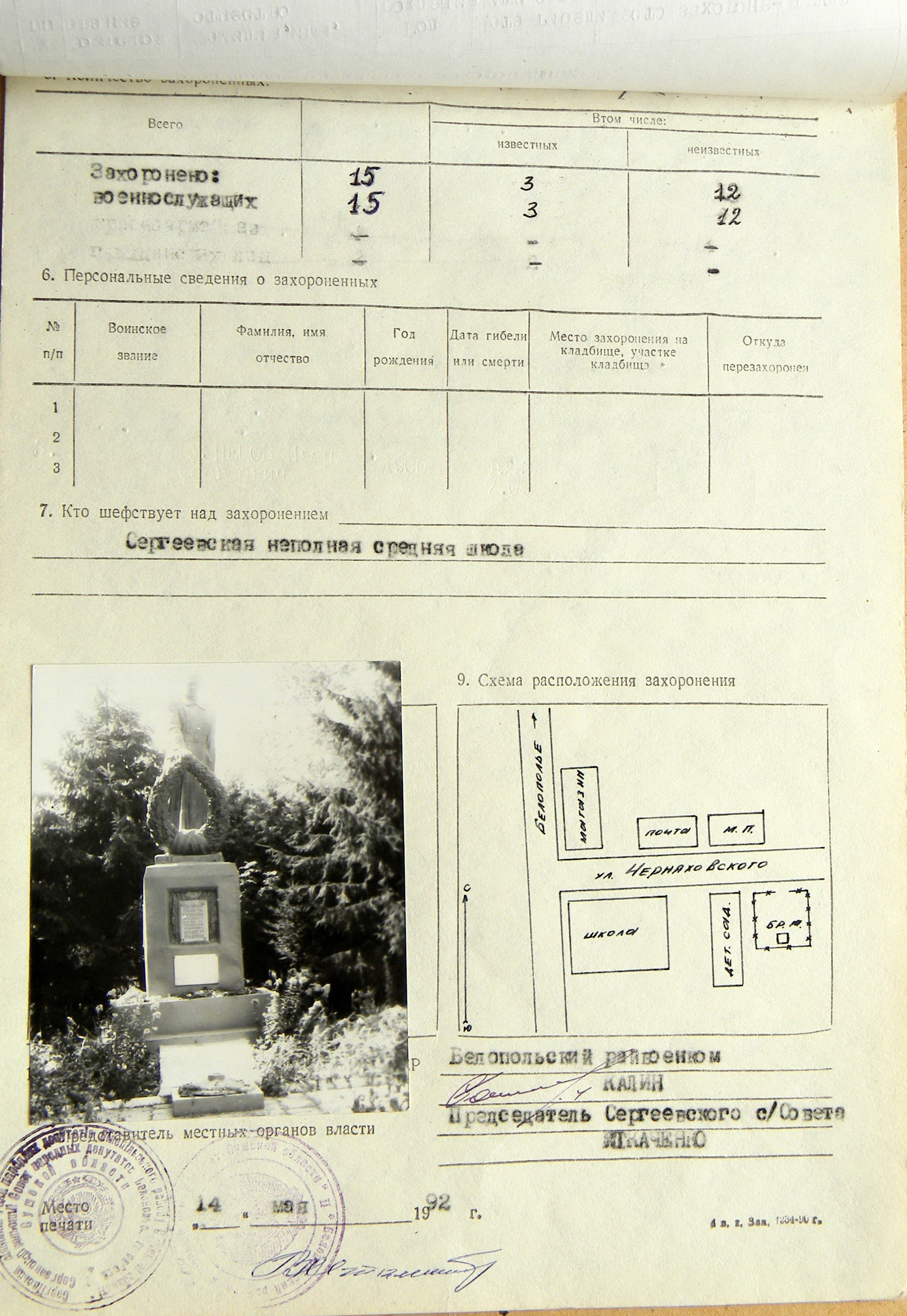 Братская могила в с. Сергеевка