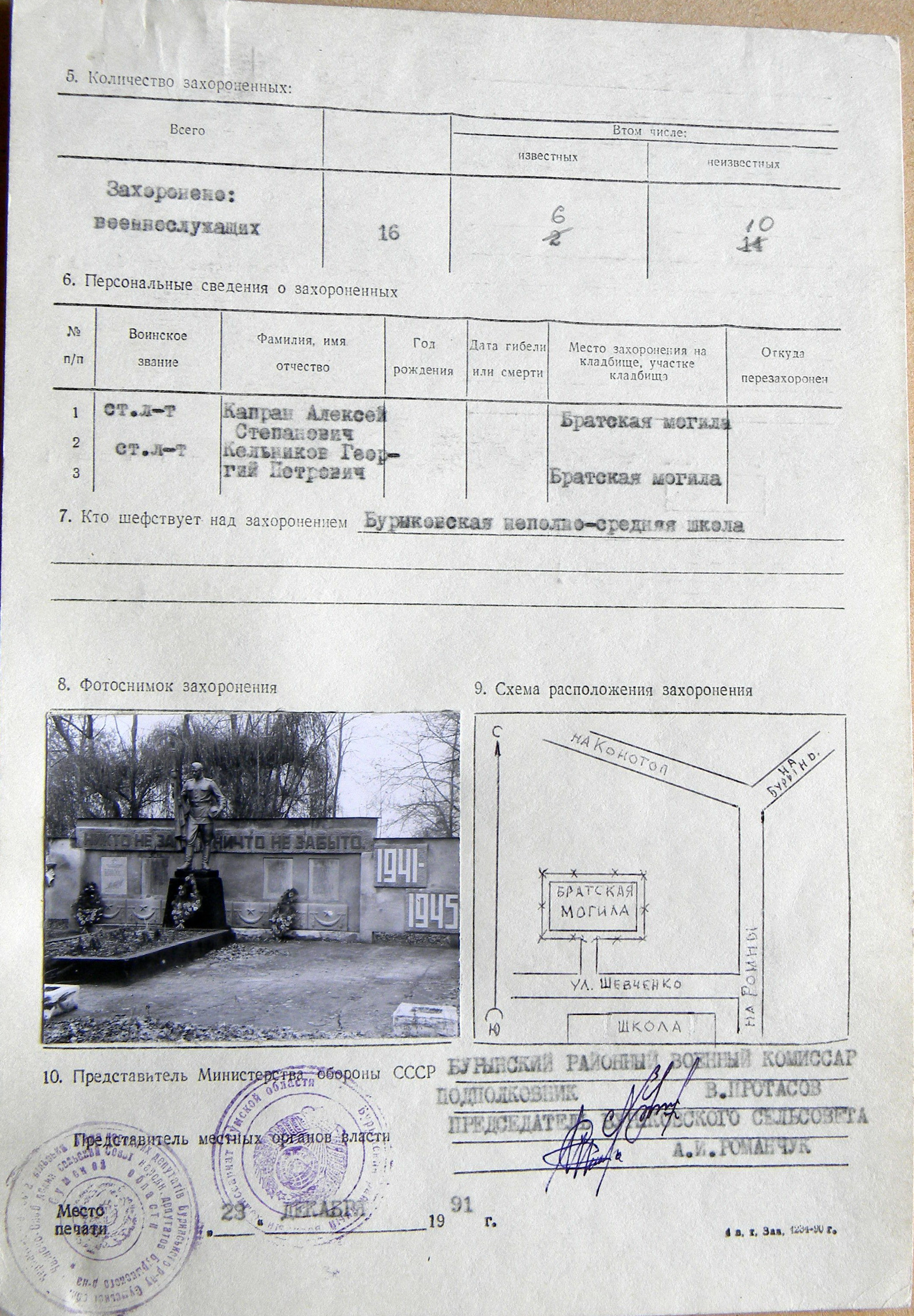 Братская могила в с. Бурыки 
