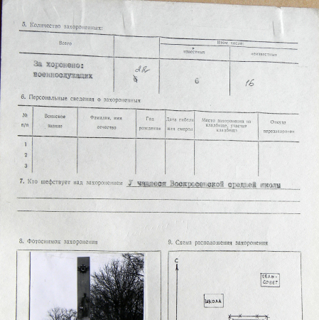 Братская могила у школы в с. Воскресенка