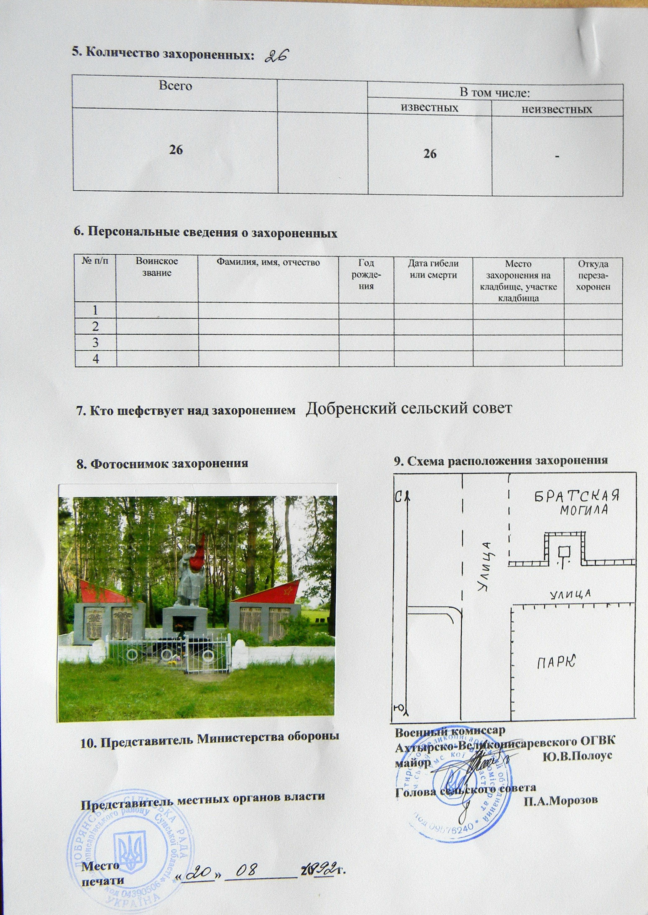 Братская могила в с. Добренское