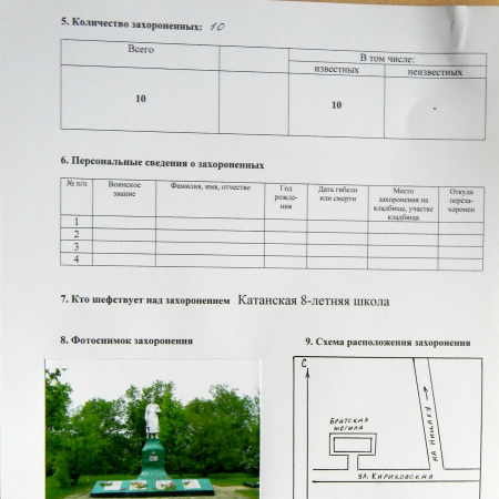 Братская могила в с. Катанское