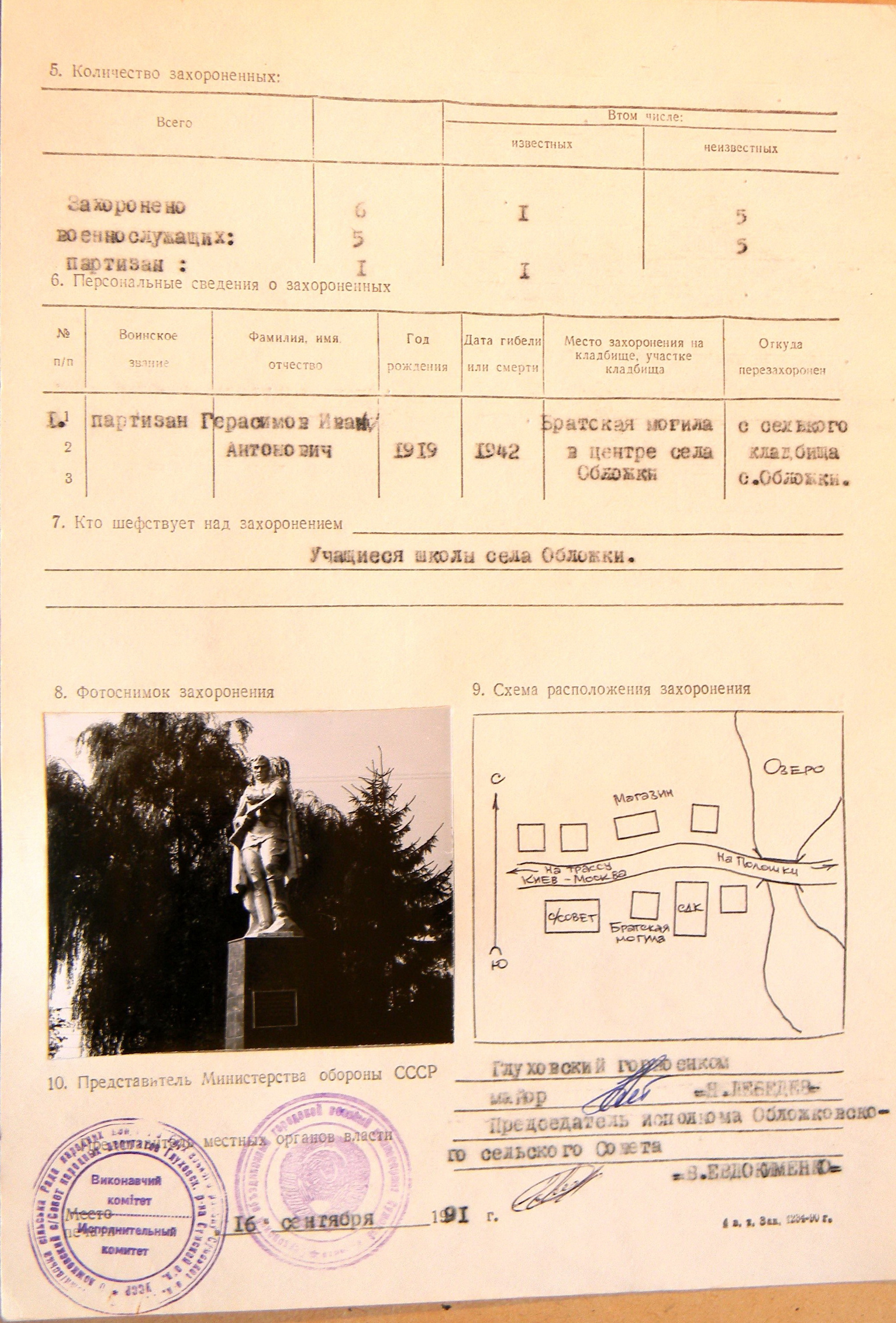 Братская могила с. Обложки