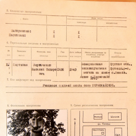   Могила Вертюченко В. Ф. в с. Первомайское