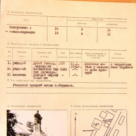 Братская могила в с. Студенок 