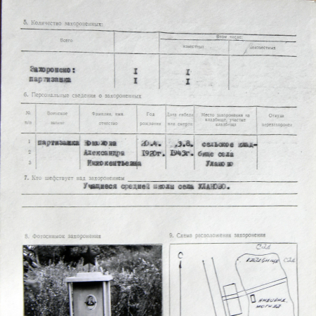 Могила партизанки Коноховы А. И. в с. Уланово