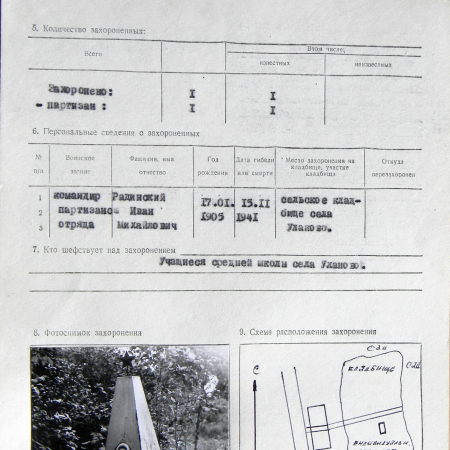 Могила командира Радинского И. М. в с. Уланово