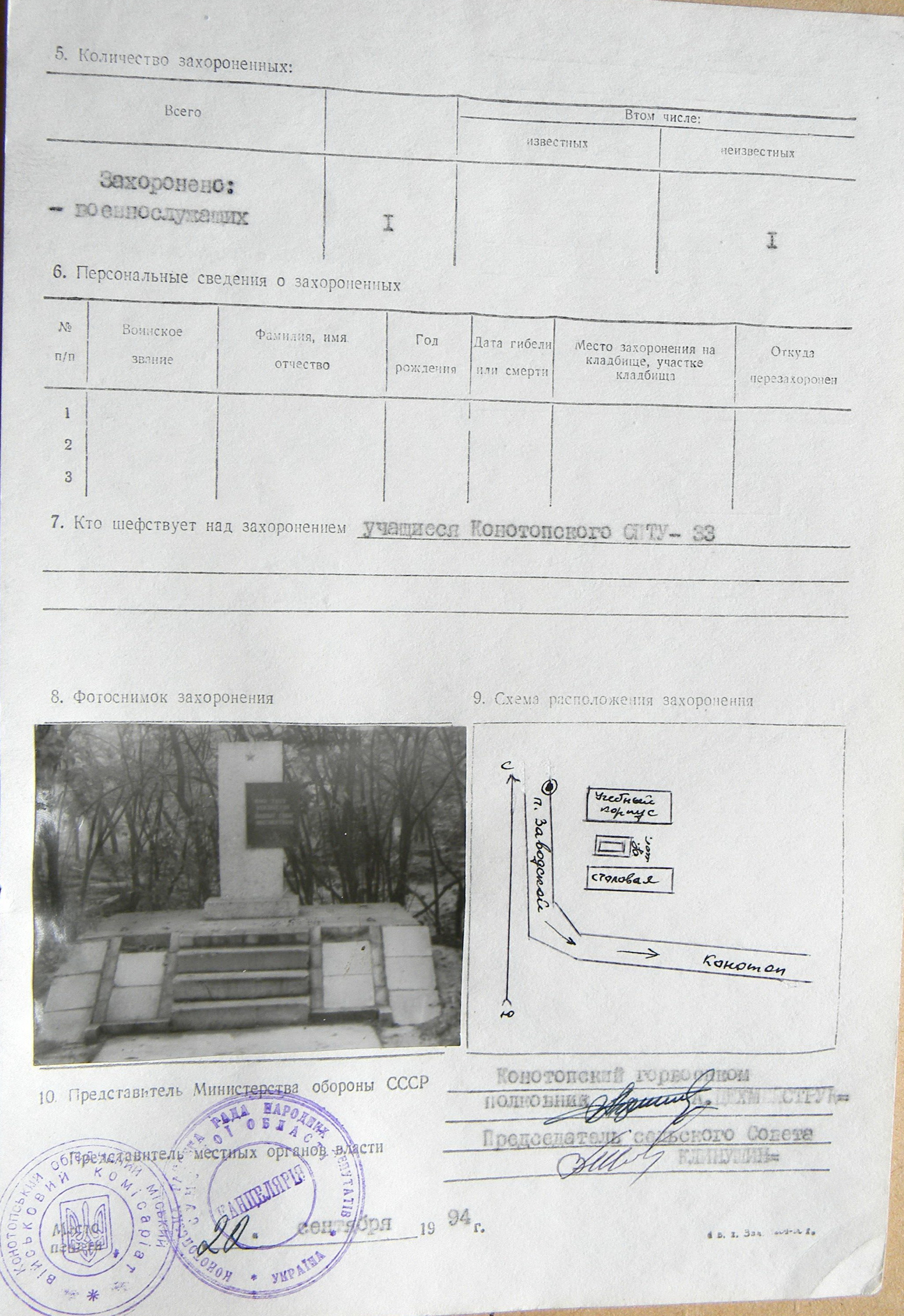 Могила неизвестного солдата в п. Заводской