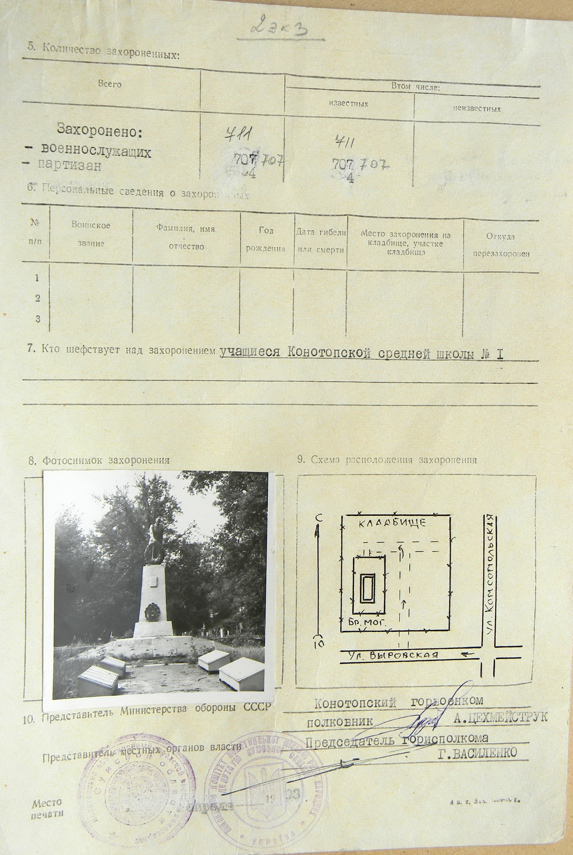 Братская могила на кладбище в г. Конотоп 