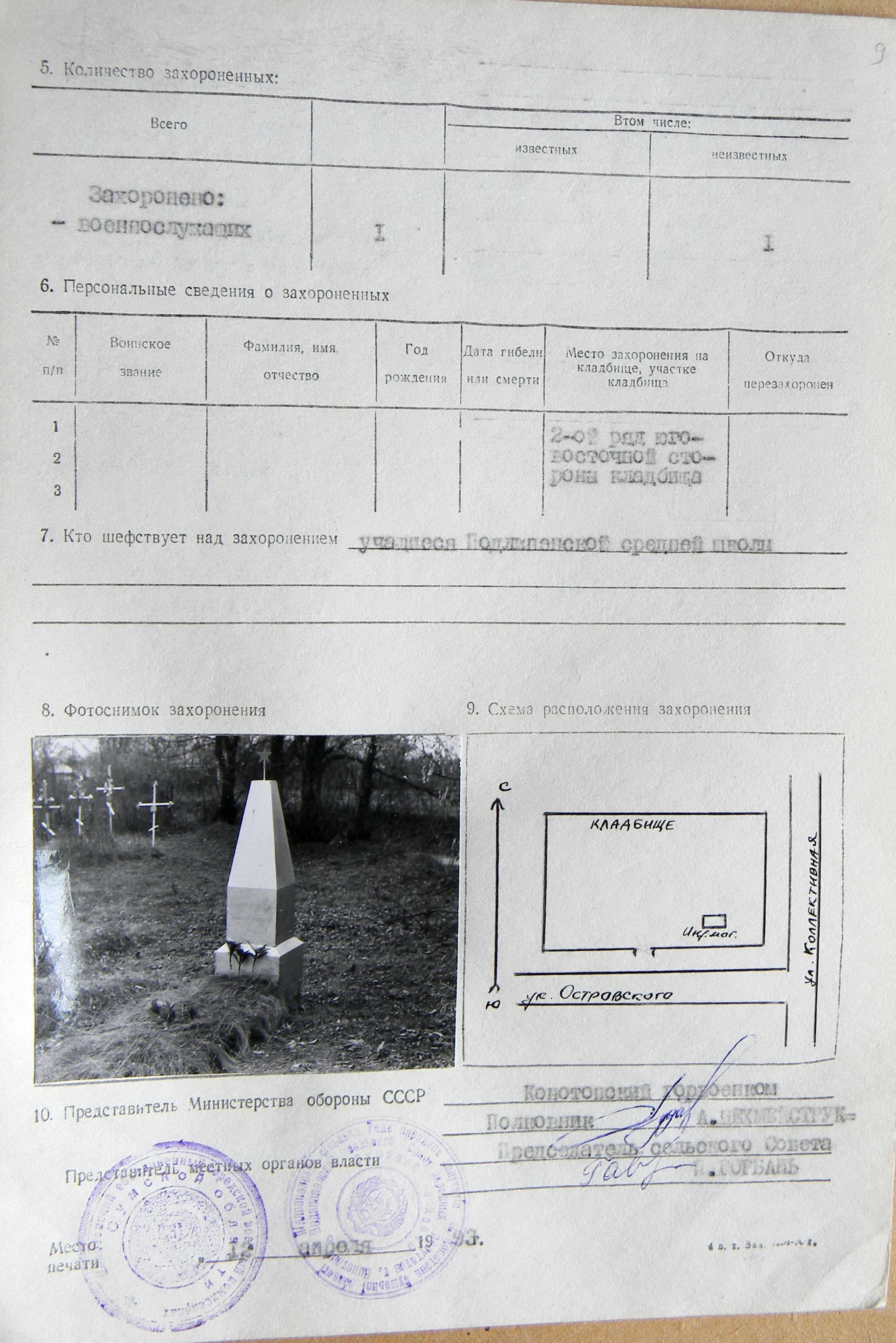 Могила неизвестного солдата в с. Подлипное 