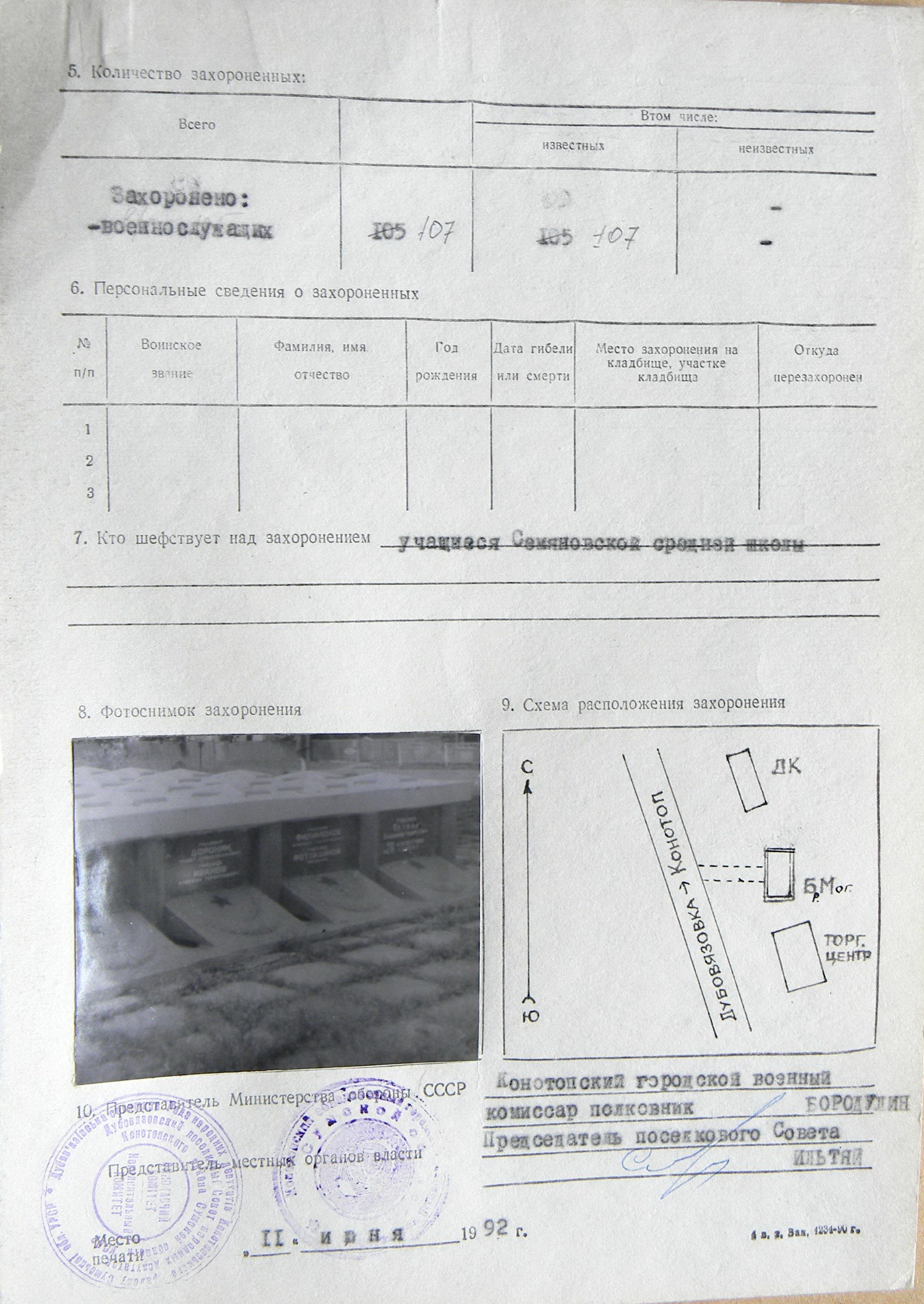 Братская могила в с. Семяновка
