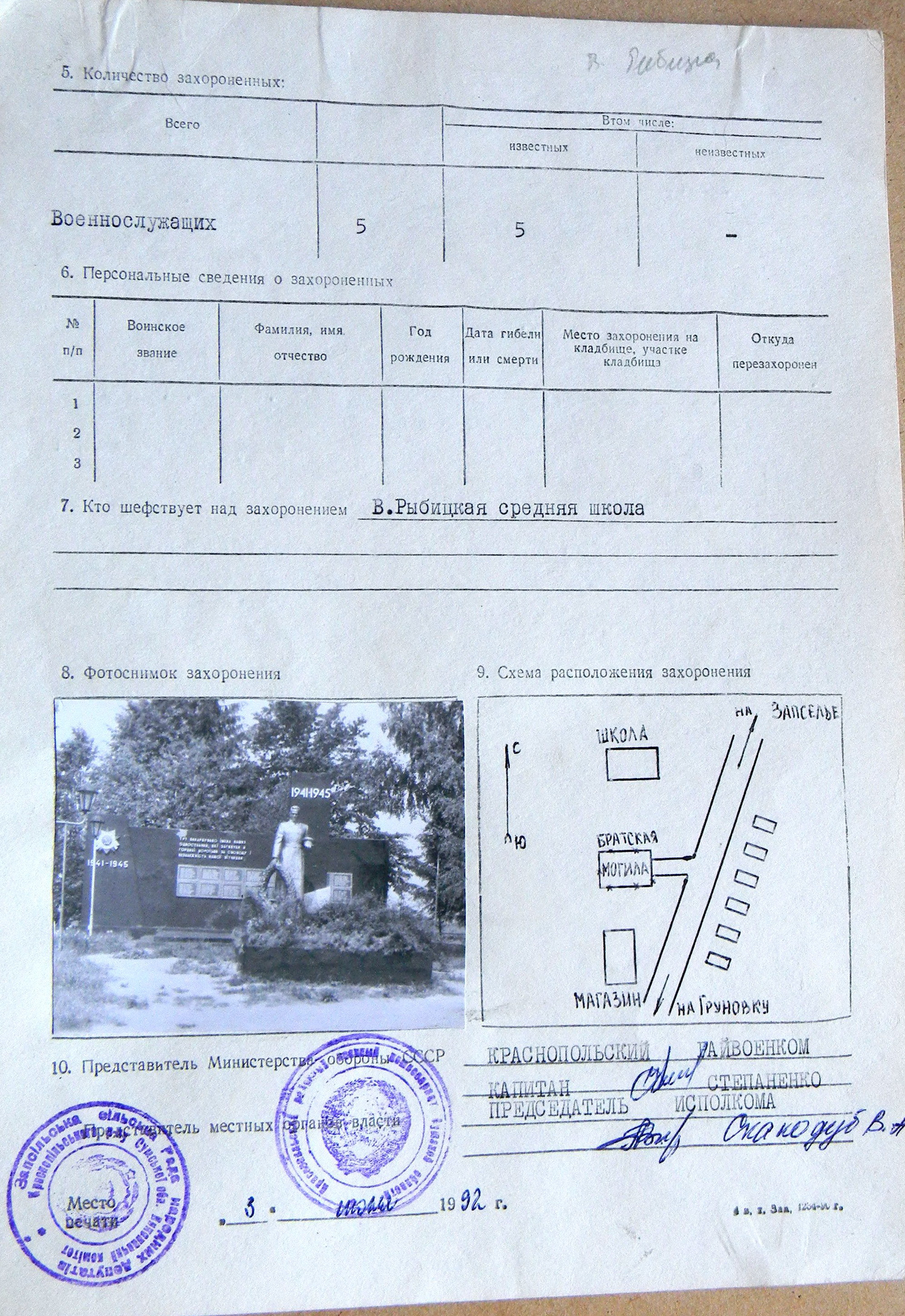 Братская могила в с. Великая Рыбица 
