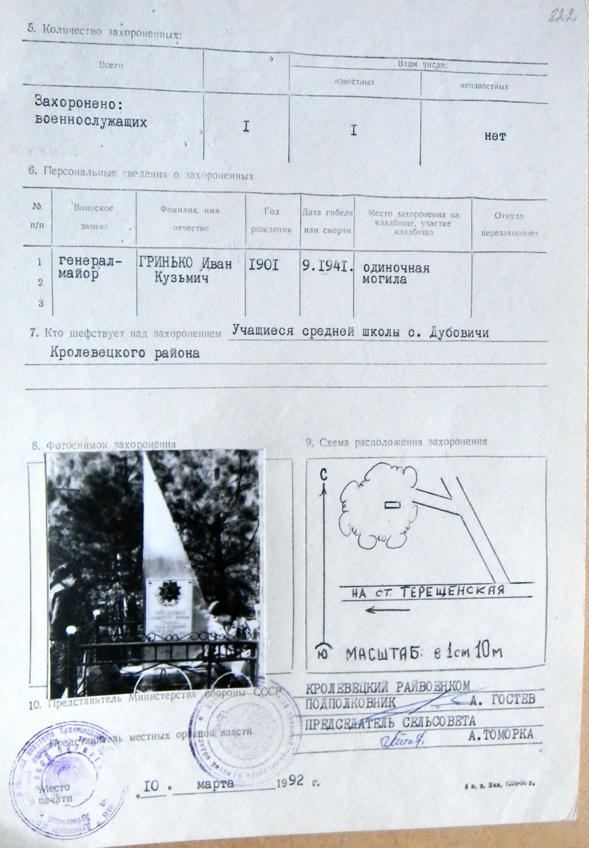 Могила генерал-майора в ур. Малькивщина