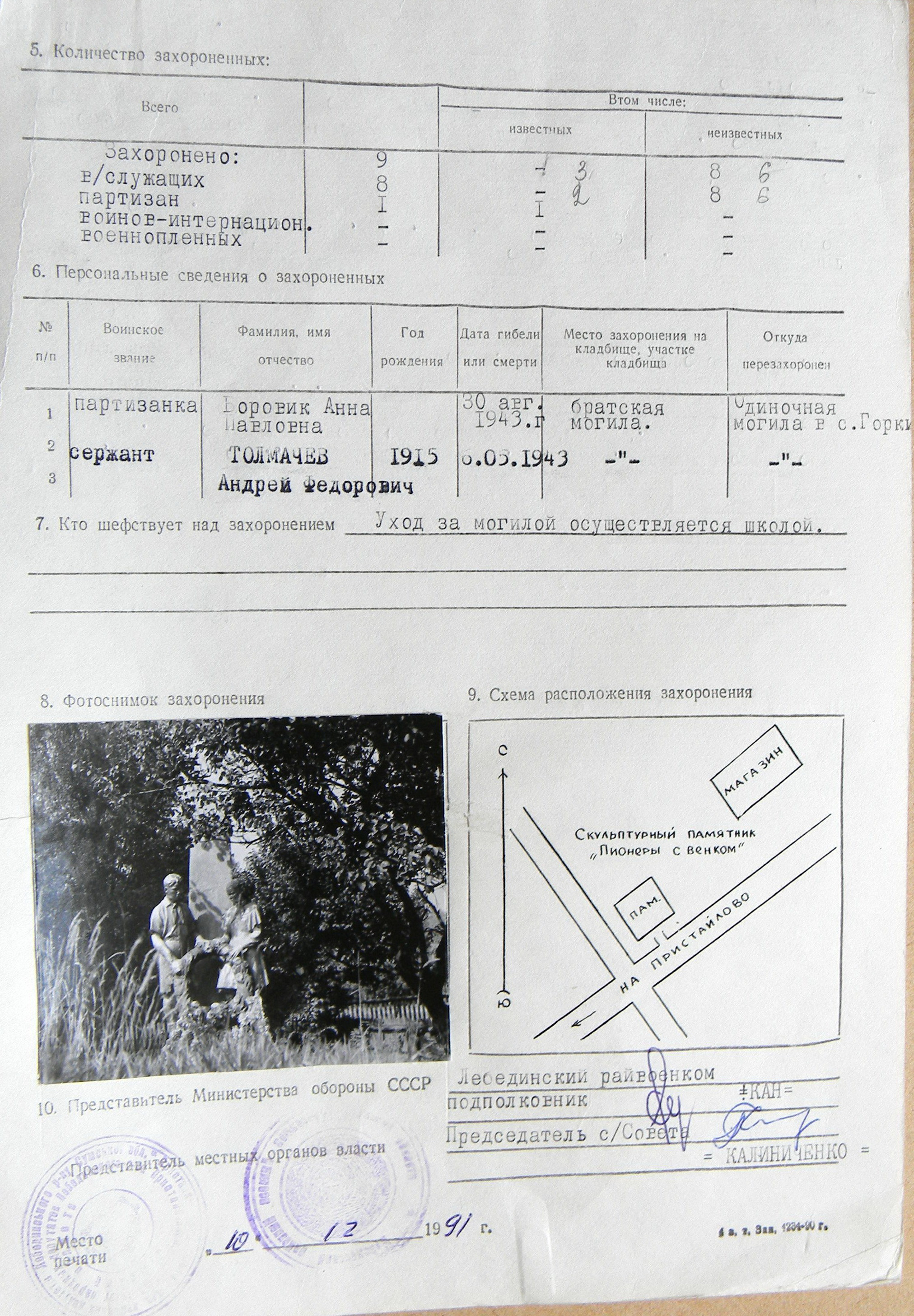 Братская могила в с. Горки
