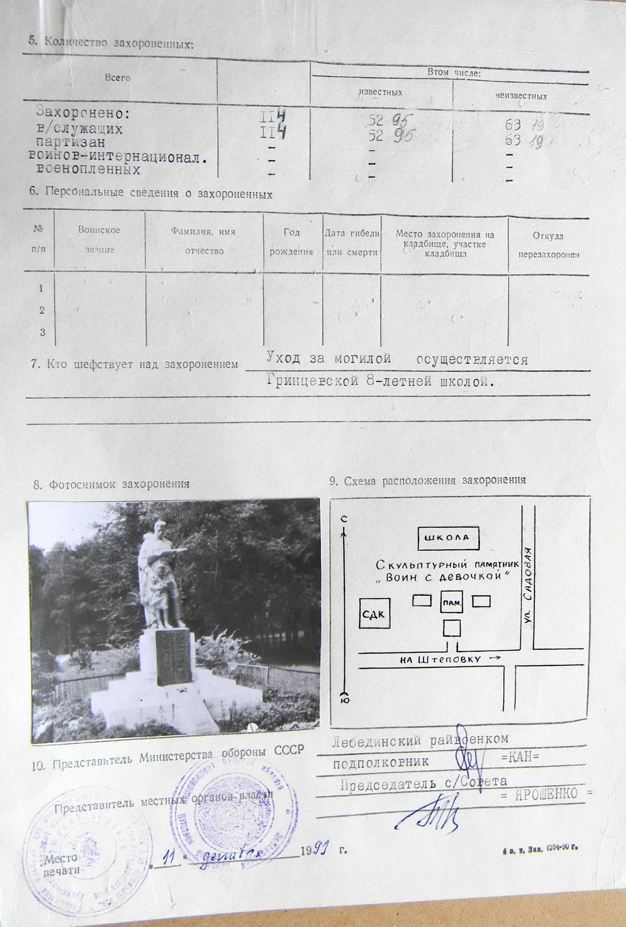Братская могила в с. Гринцево