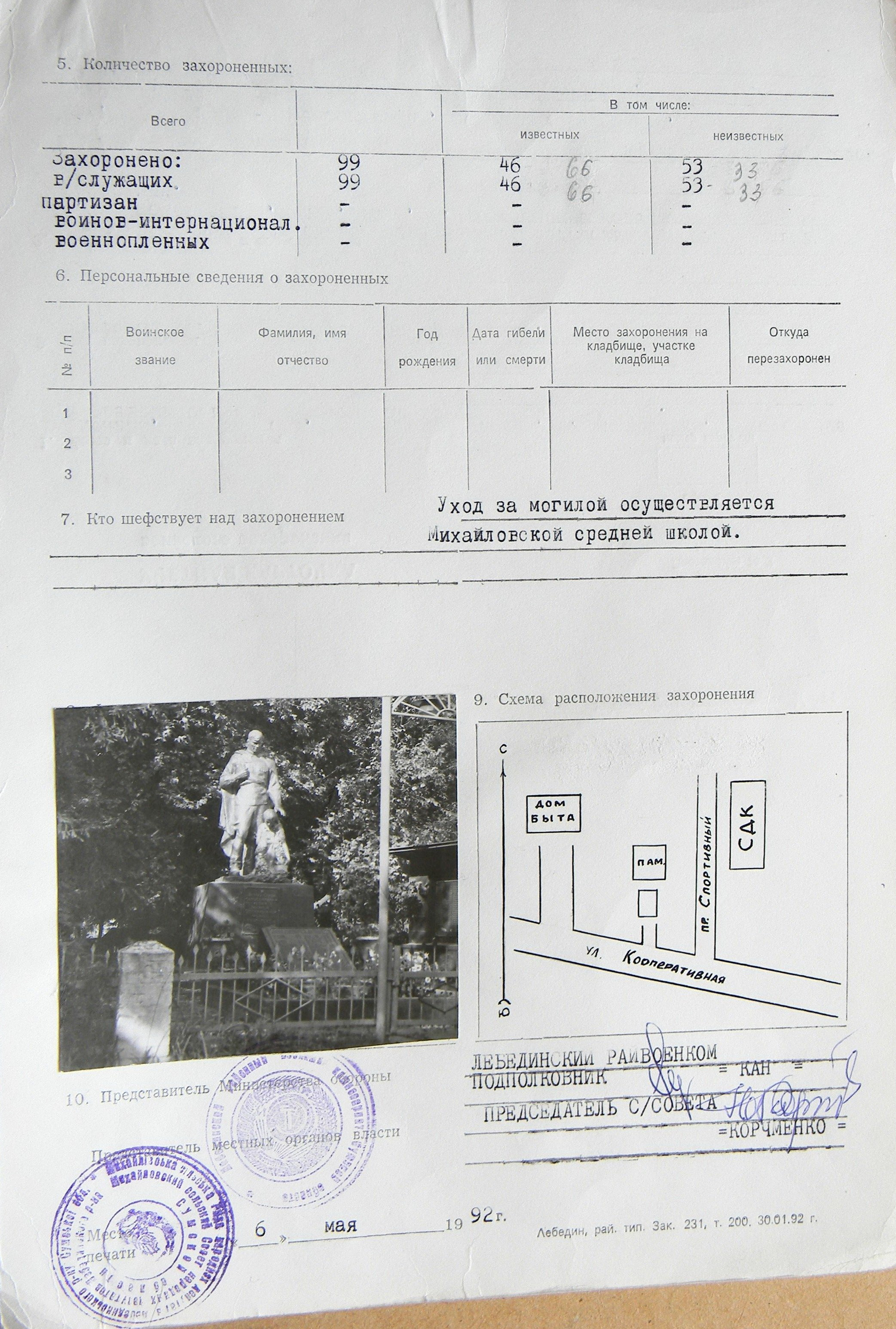 Братская могила в центре с. Михайловка