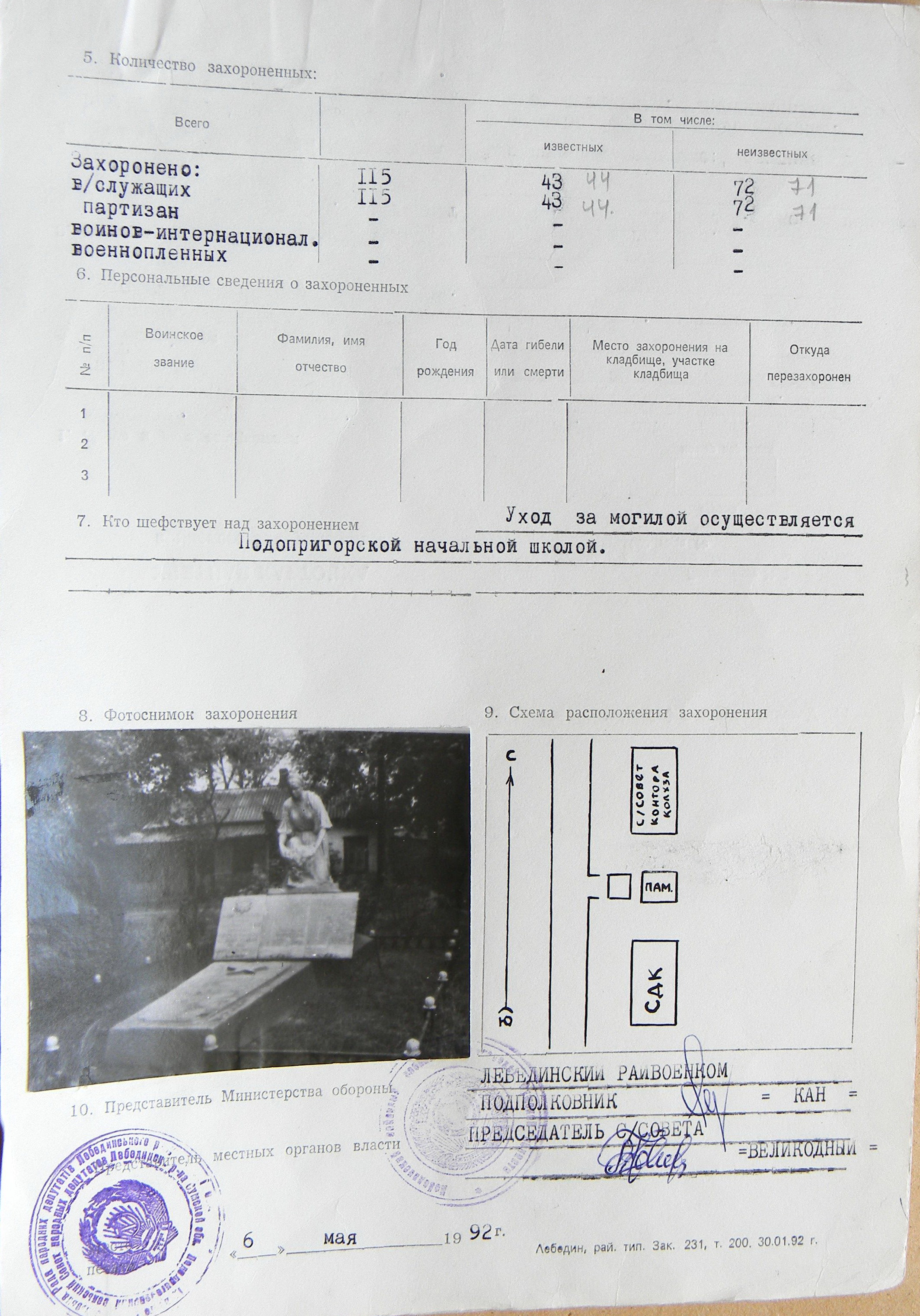 Братская могила в с. Подопригоры