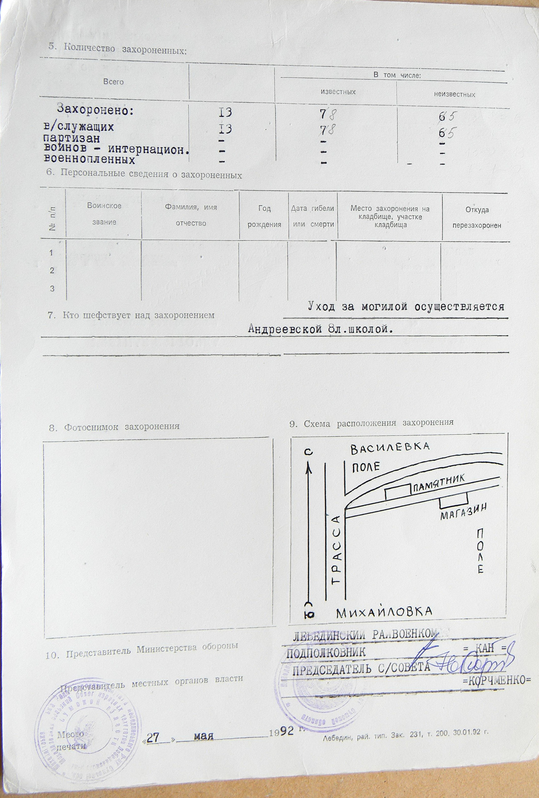 Братская могила в с. Степное