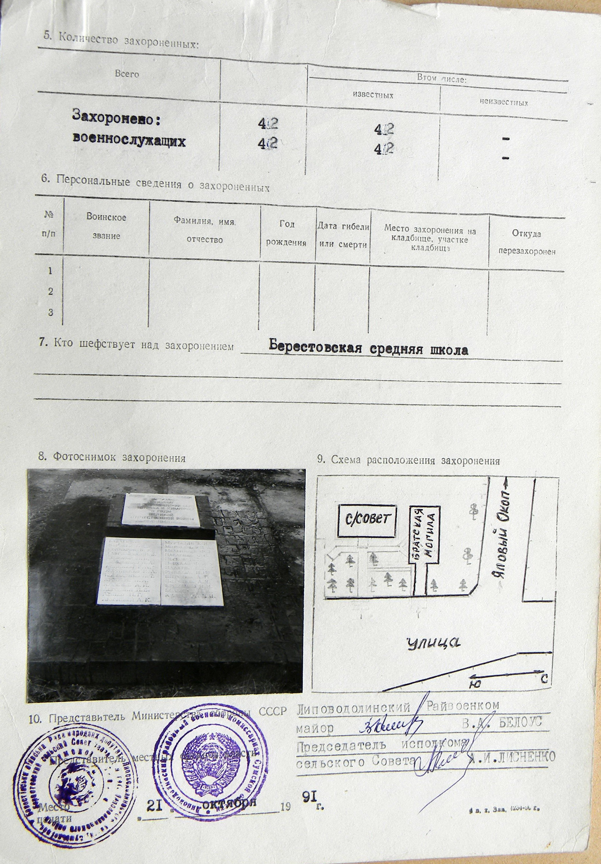 Братская могила в с. Берестовка