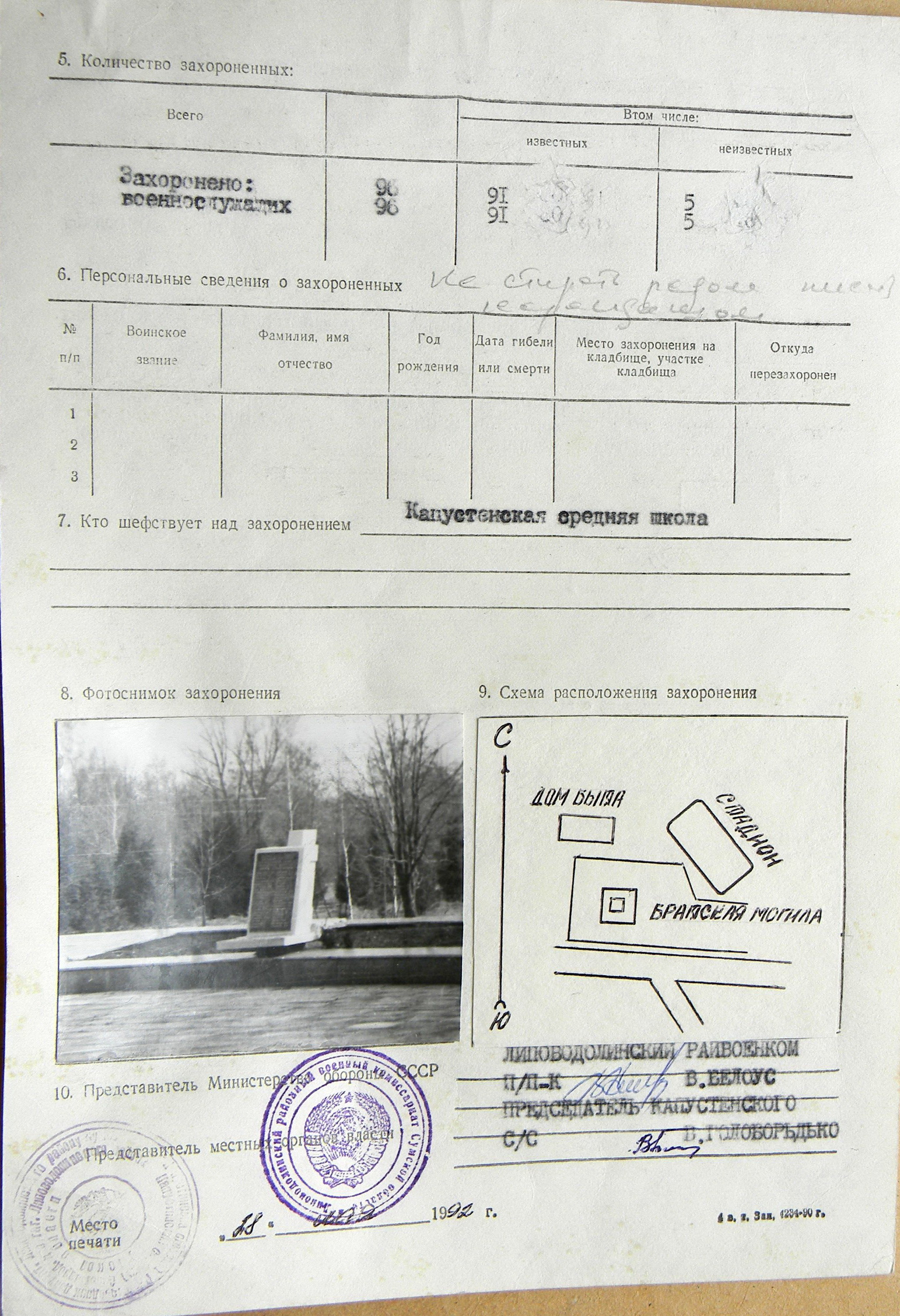 Братская могила в с. Капустенцы 