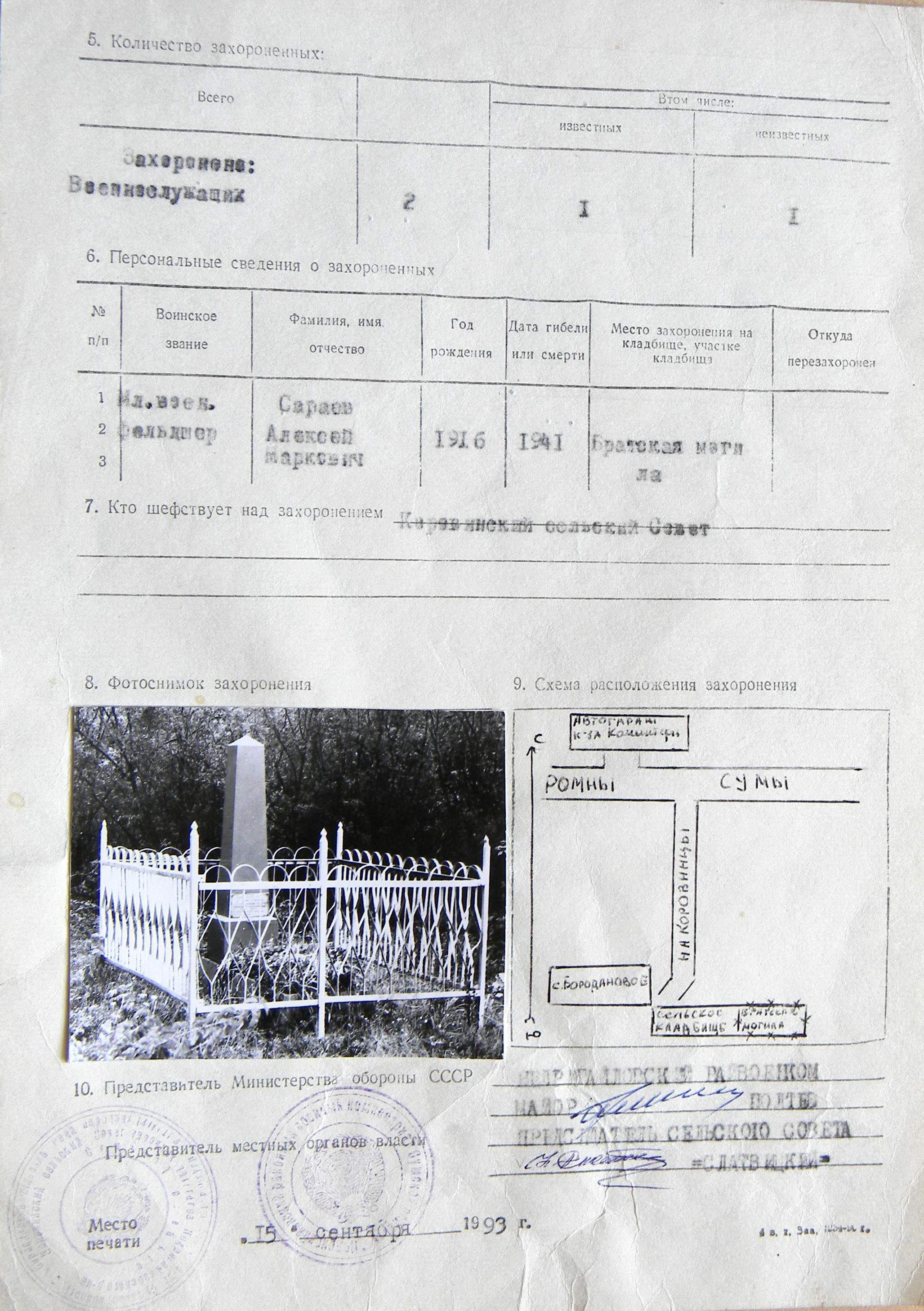 Братская могила в с. Бороданово