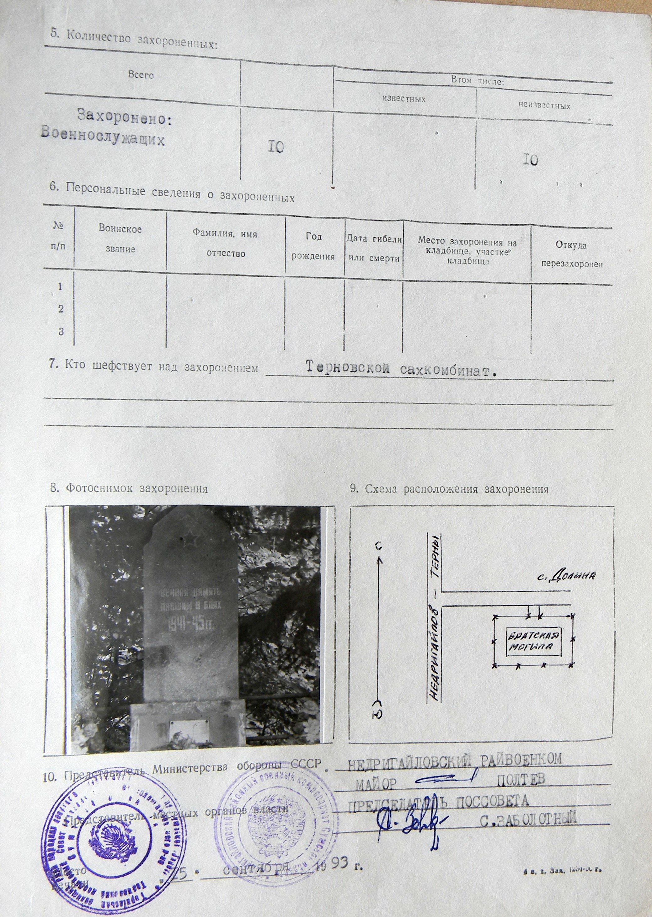 Братская могила в с. Долина 