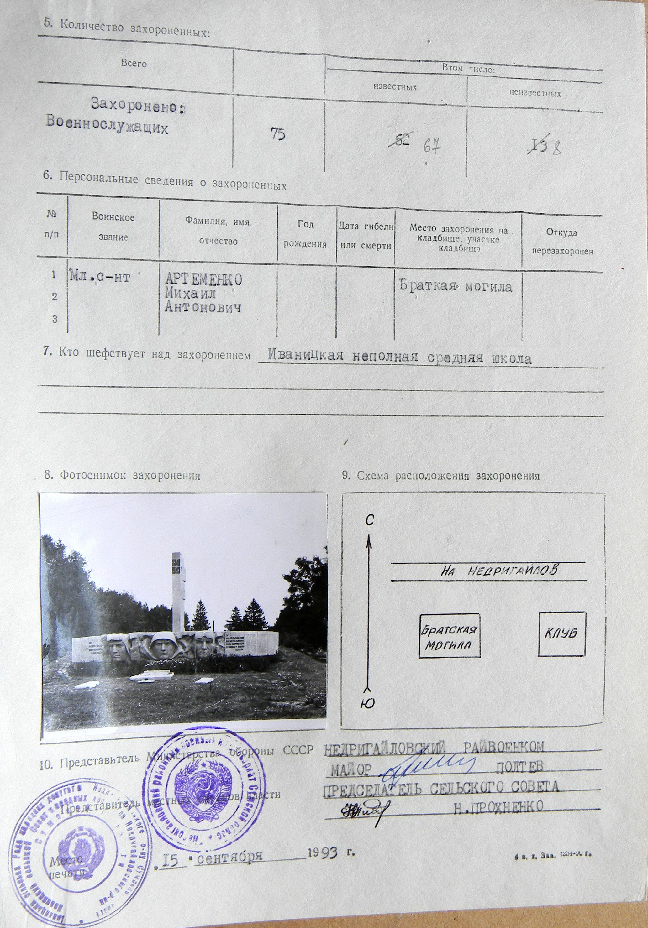 Братская могила в с. Иваница