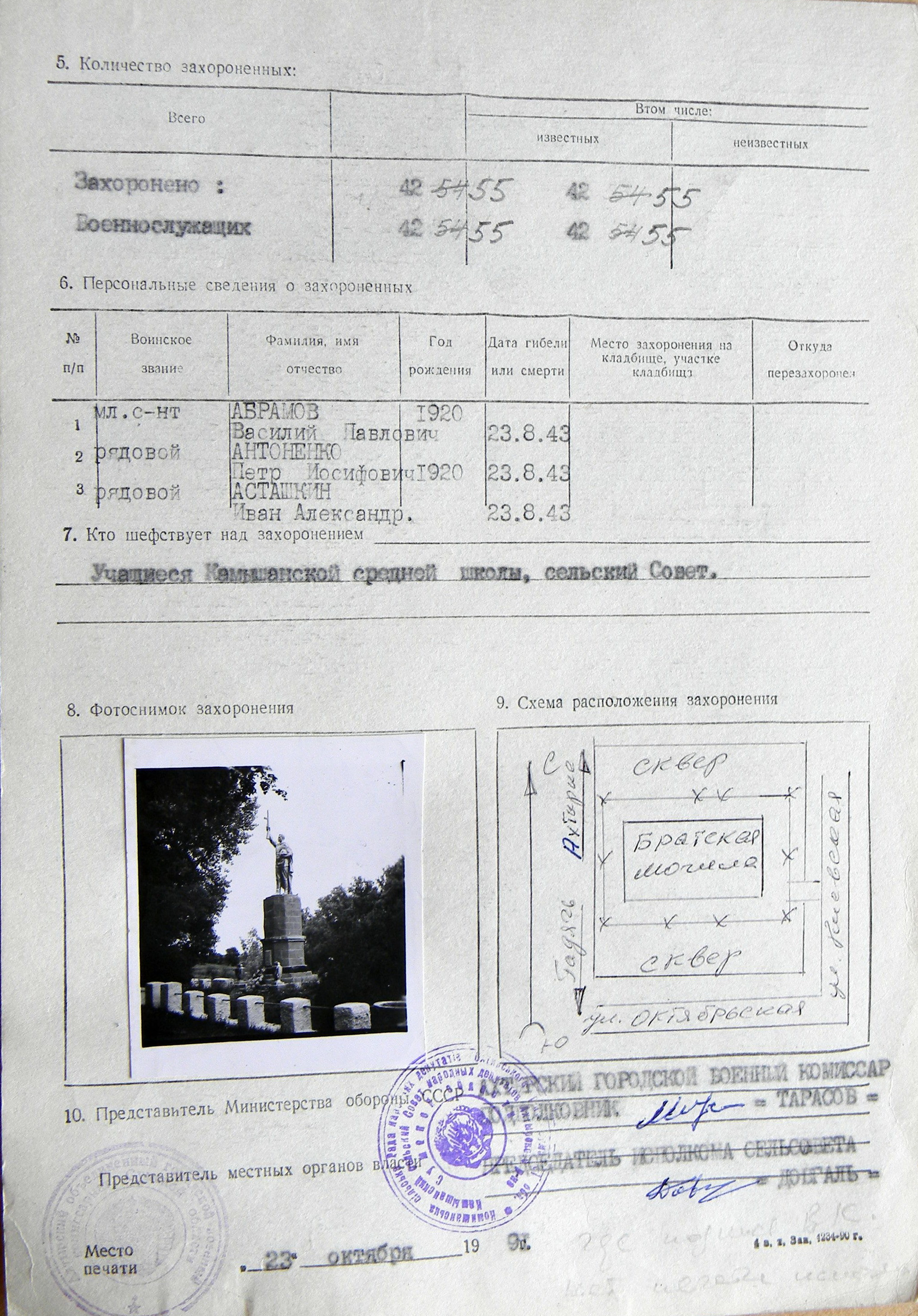 Братская могила в с. Камыши