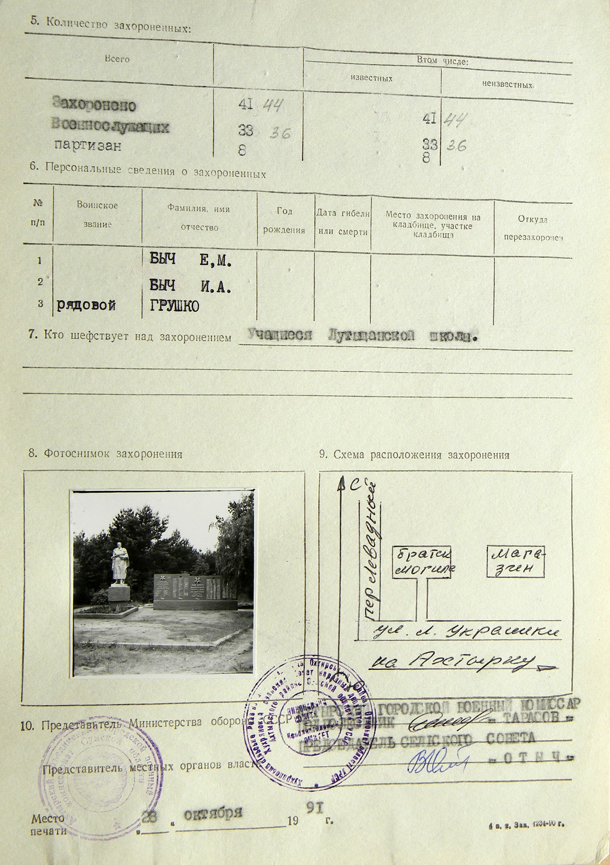 Братская могила в с. Лутище 