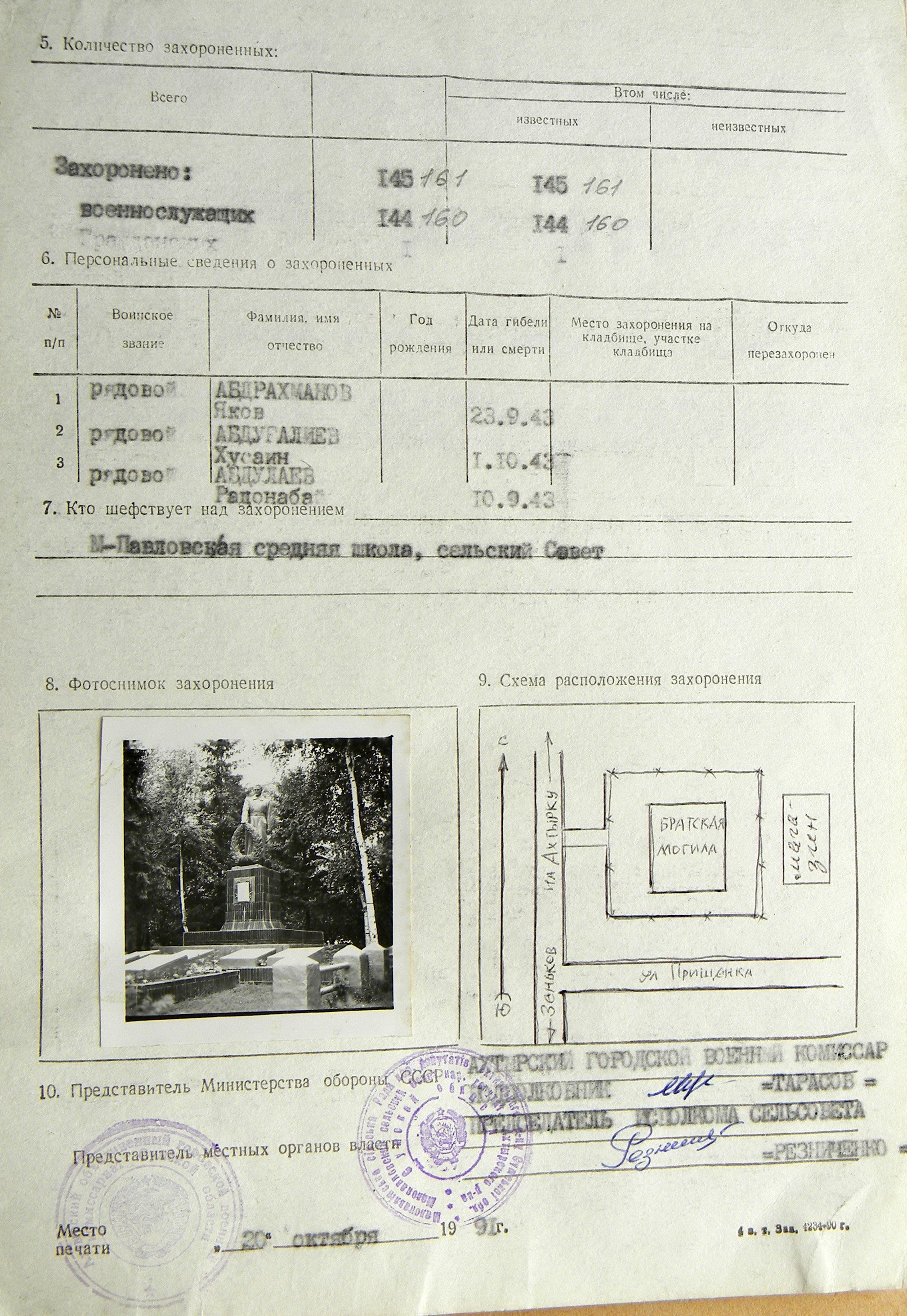 Братская могила возле магазина в с. Малая Павловка